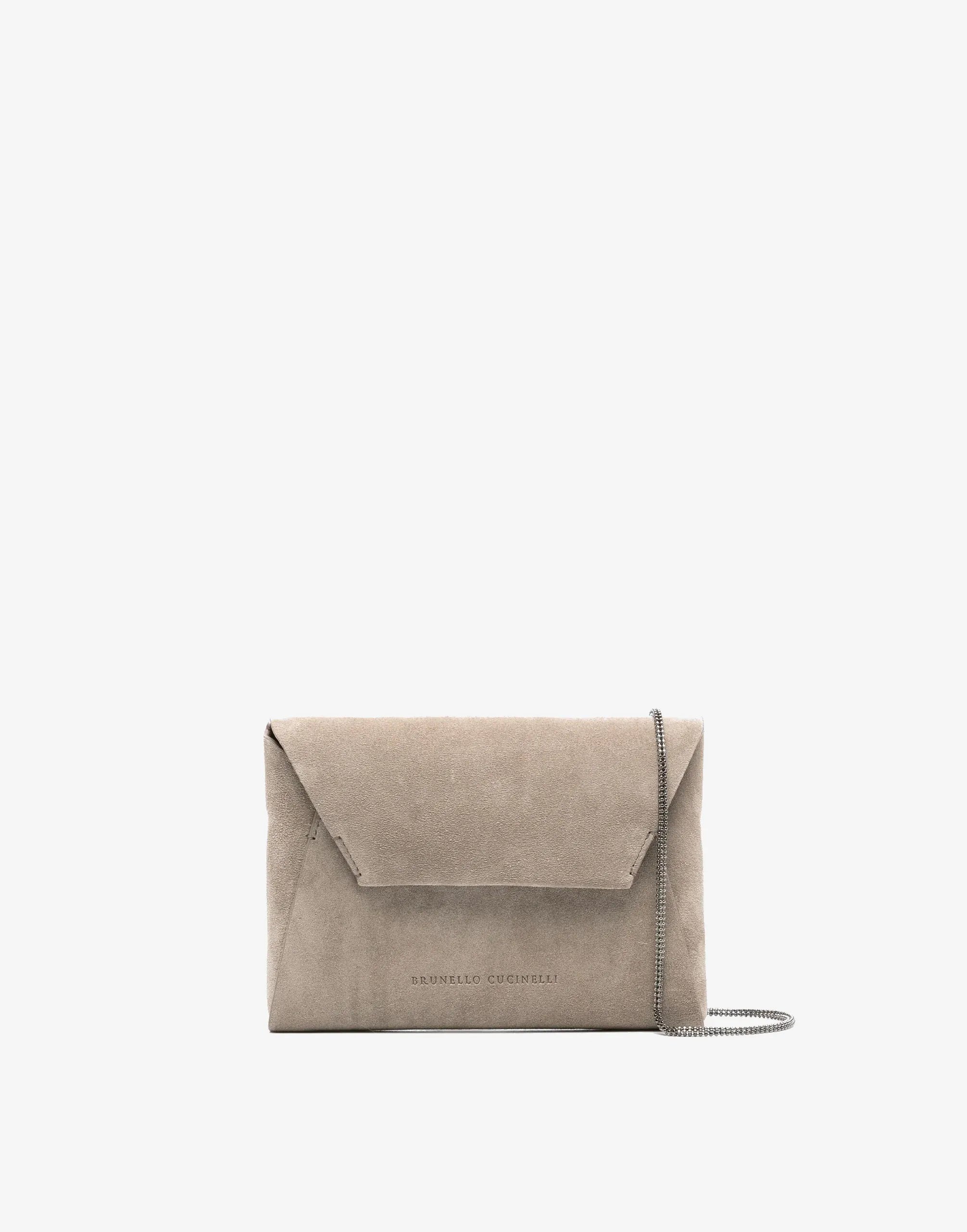 Brunello Cucinelli Grey BC Duo Suede Clutch Bag