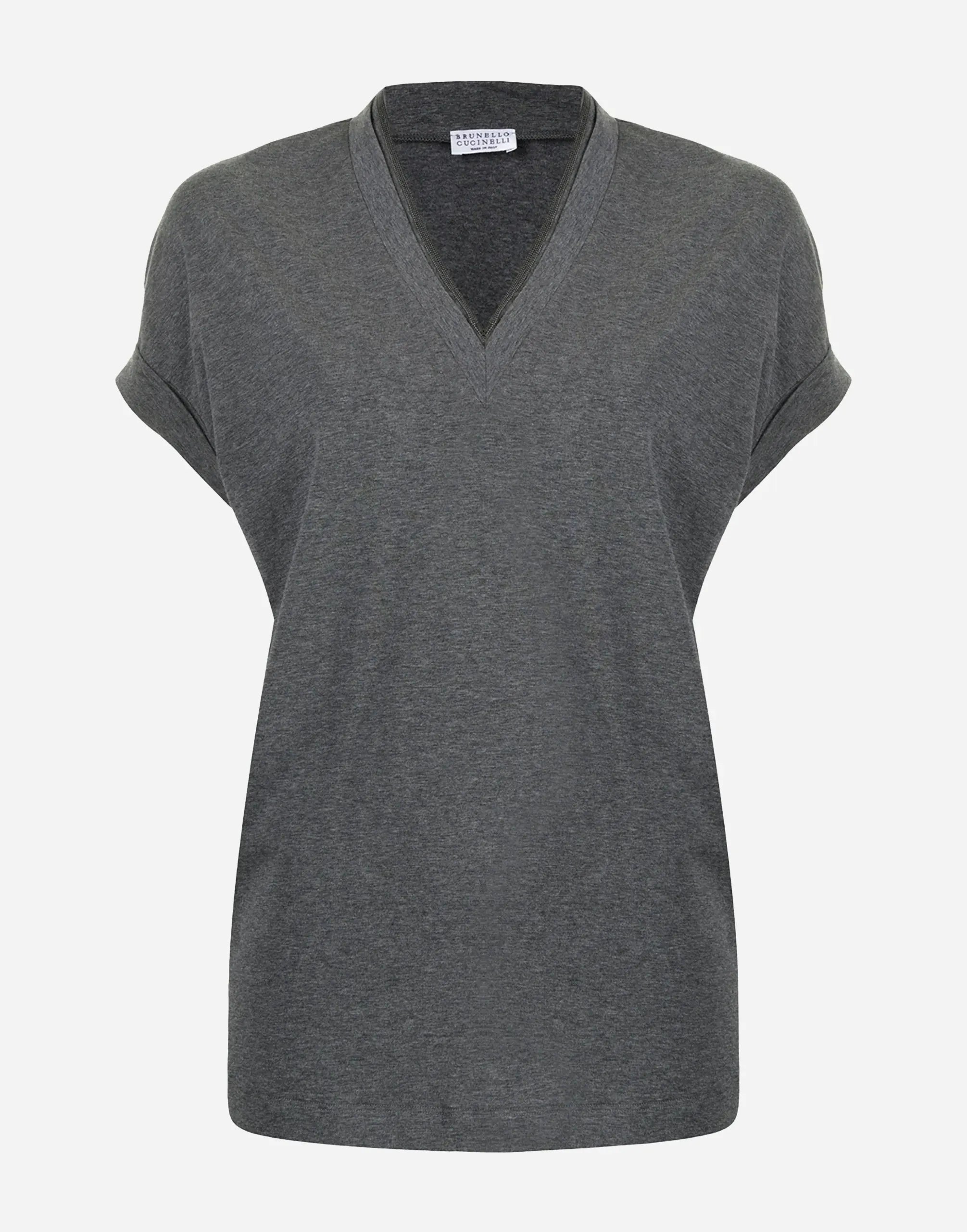 Brunello Cucinelli Grey Cap-Sleeve T-Shirt