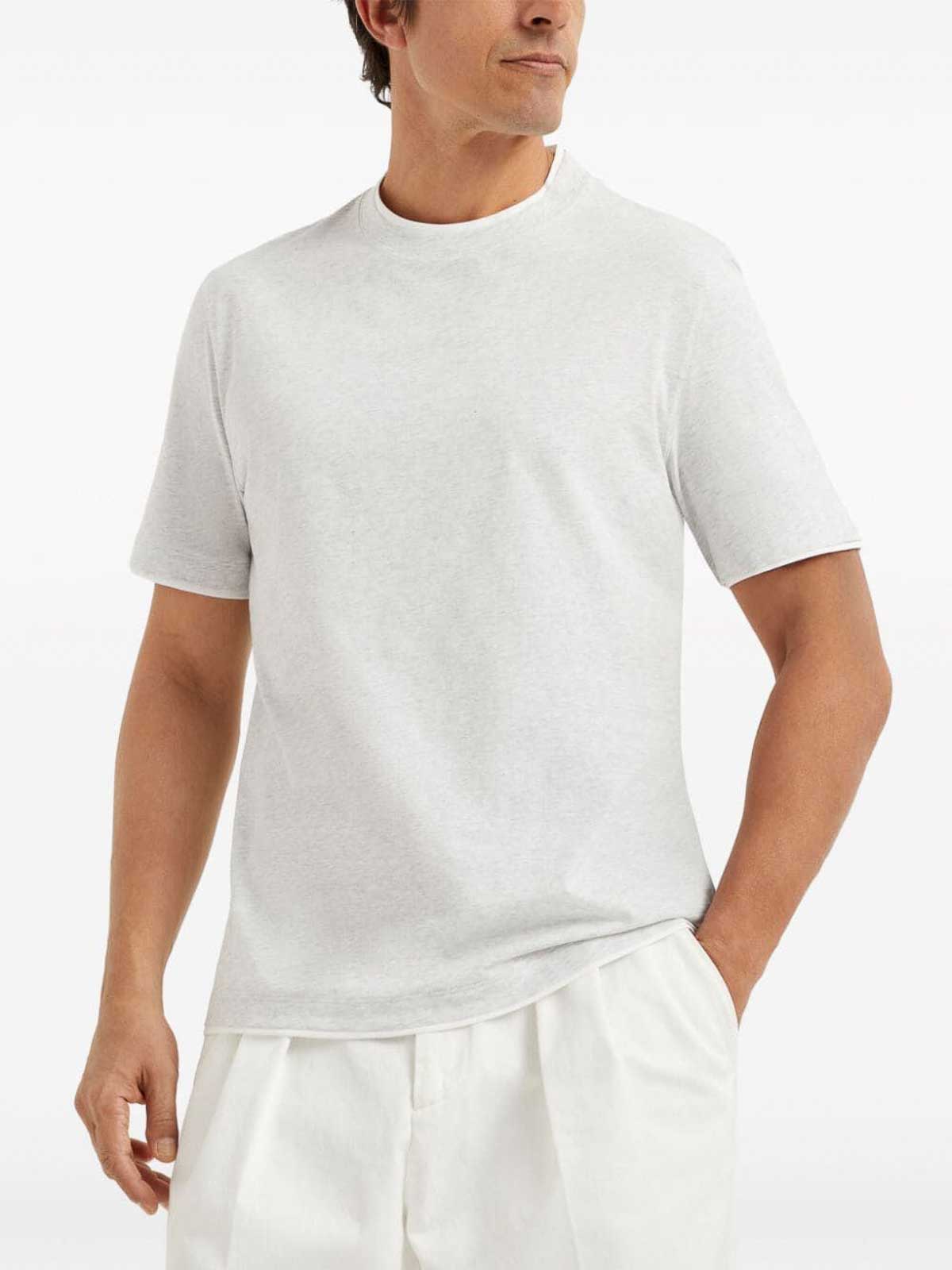 Brunello Cucinelli Grey Cotton Jersey Crew Neck T-Shirt