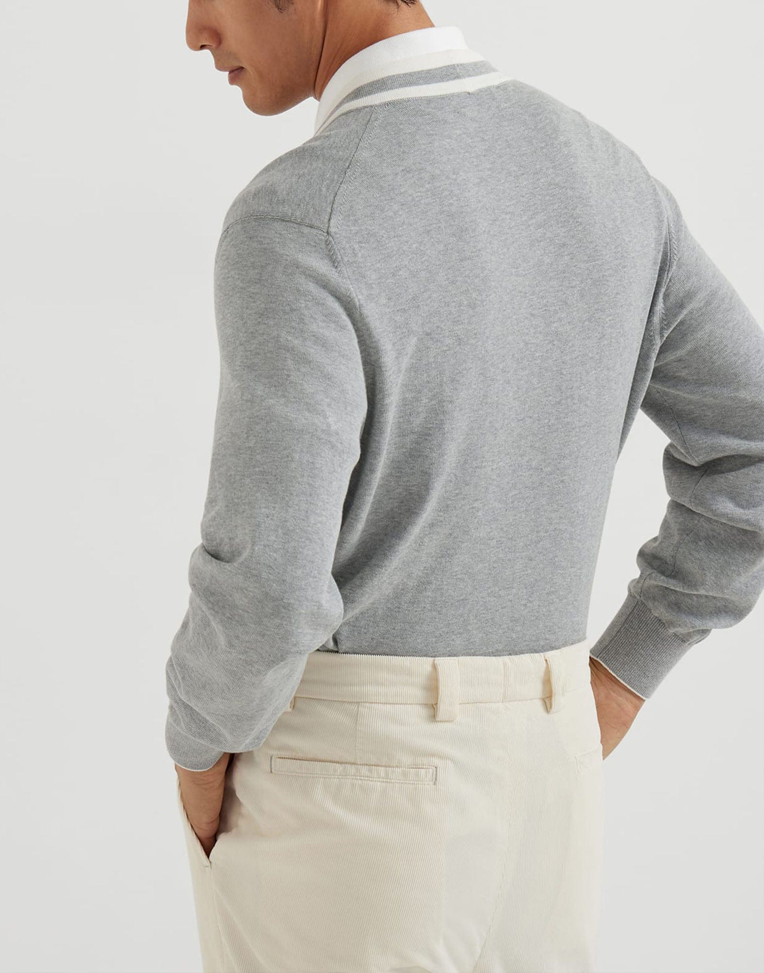 Brunello Cucinelli Grey Cotton Logo Cardigan