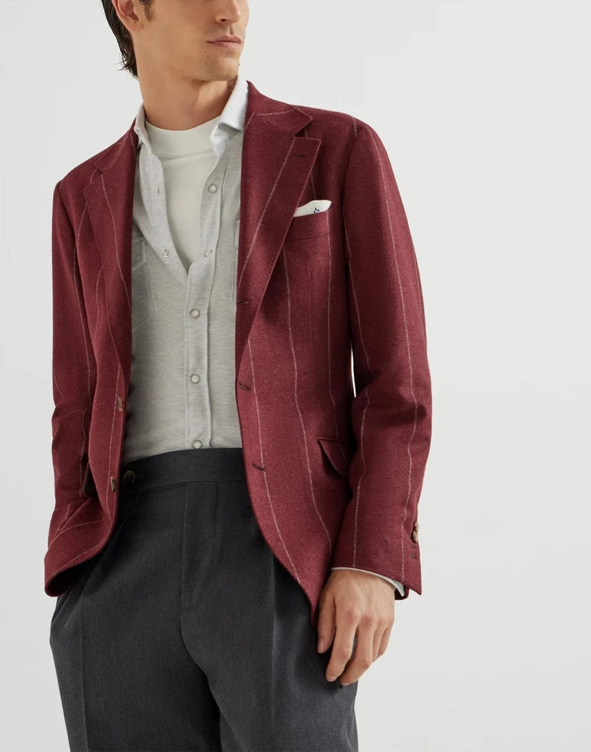 Brunello Cucinelli Grey Cotton Piqué Shirt