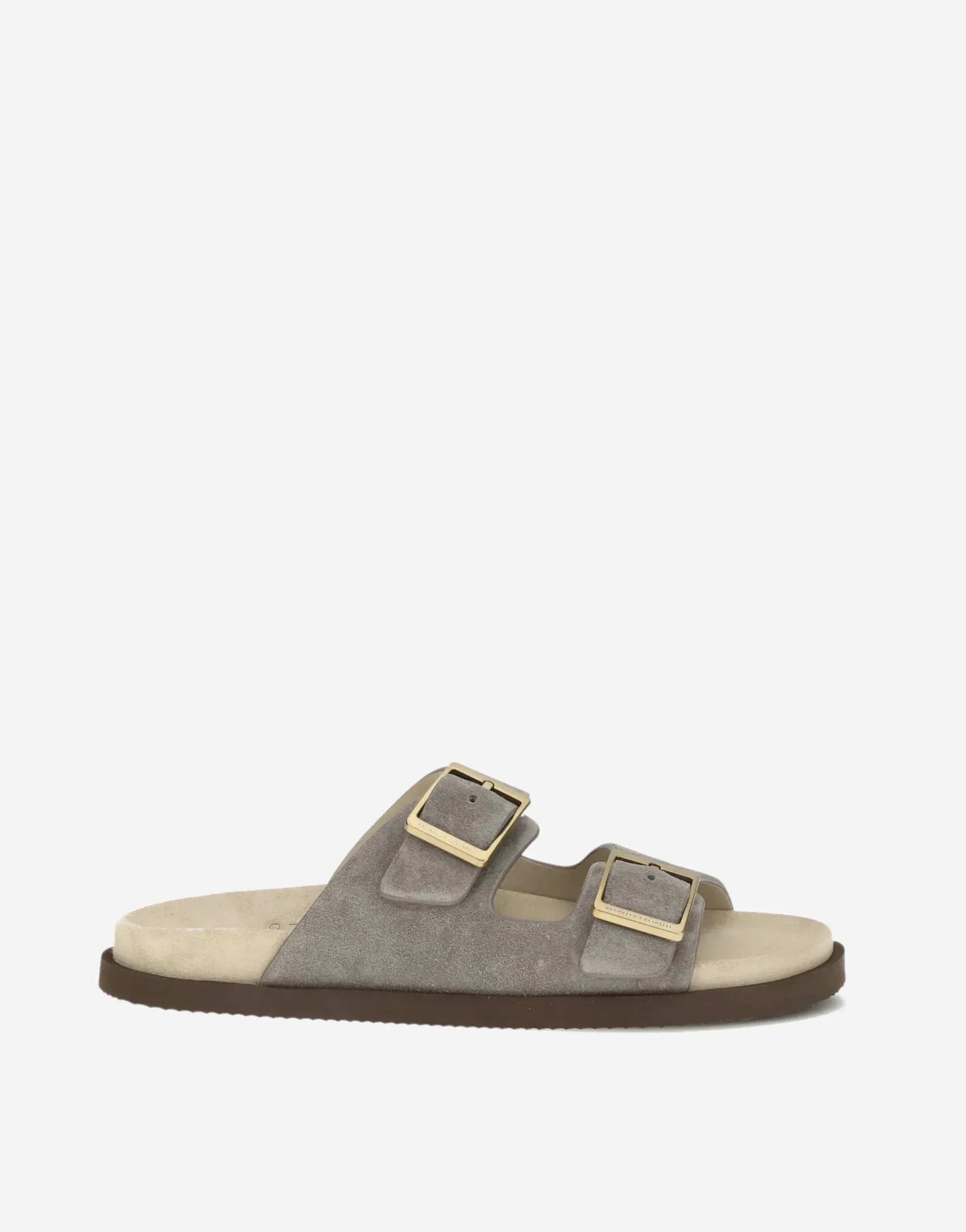 Brunello Cucinelli รองเท้าแตะหนังกลับสีเทาแบบสายรัดคู่