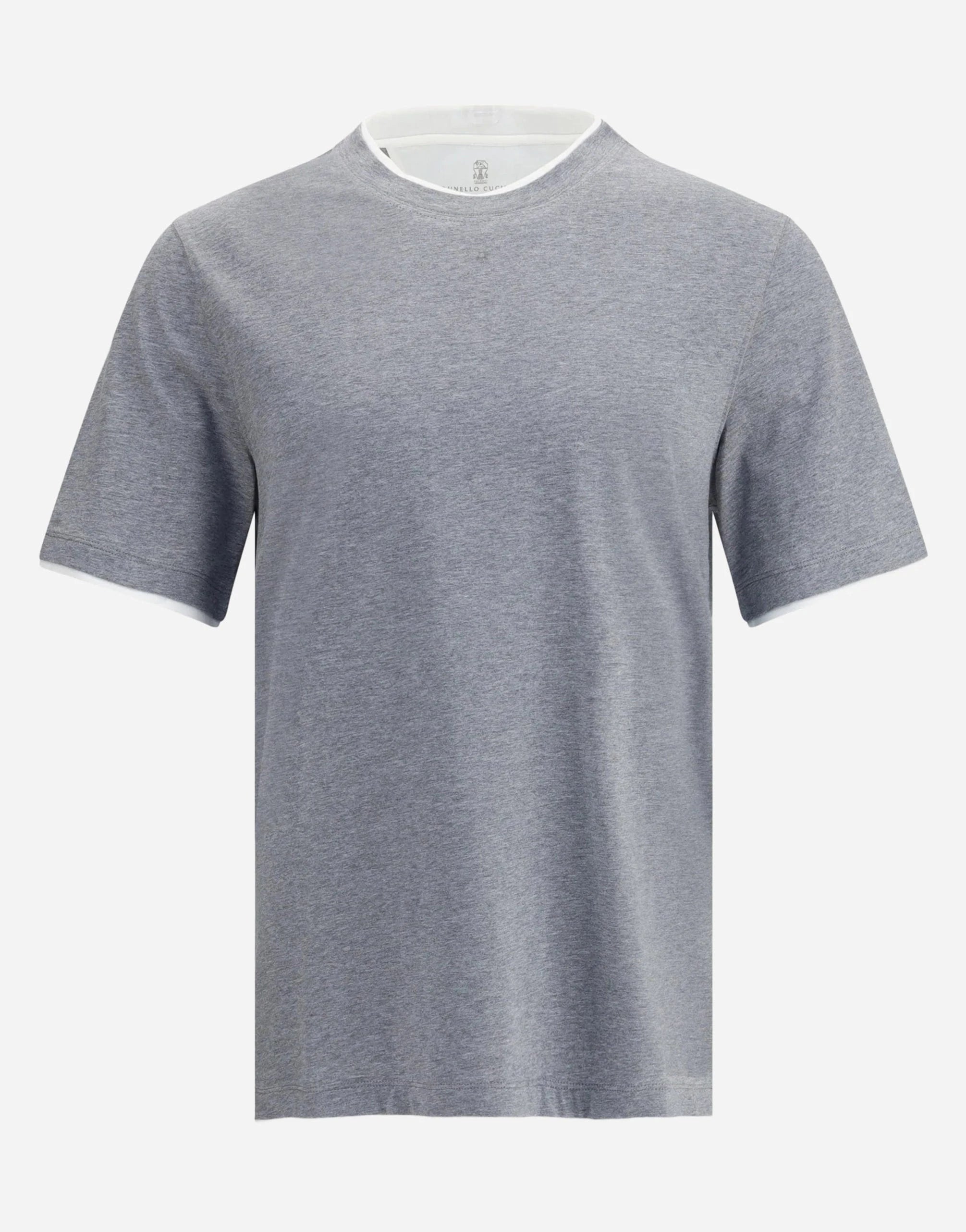 Brunello Cucinelli Grey Faux-Layering Cotton T-Shirt
