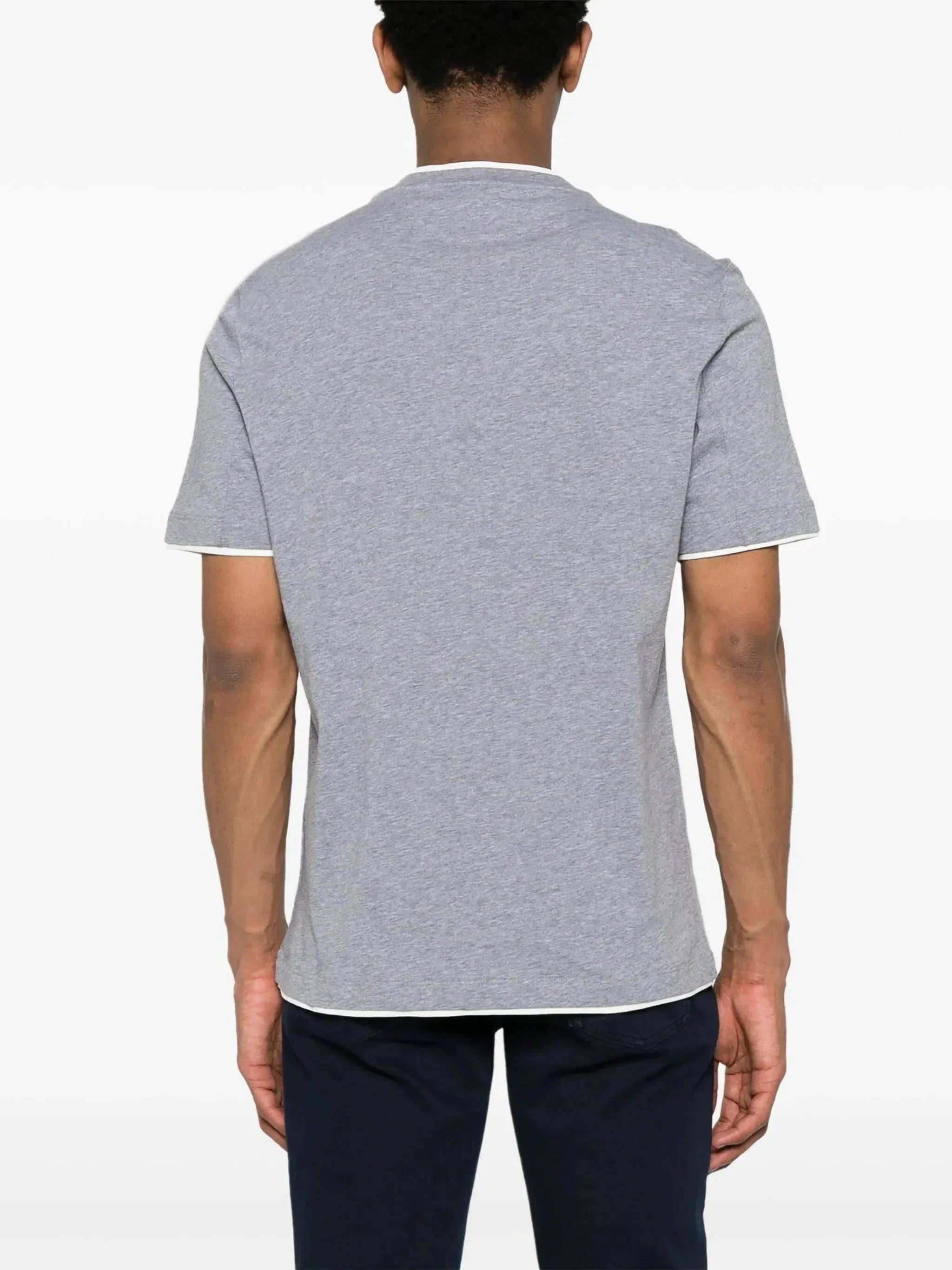 Brunello Cucinelli Grey Faux-Layering Cotton T-Shirt