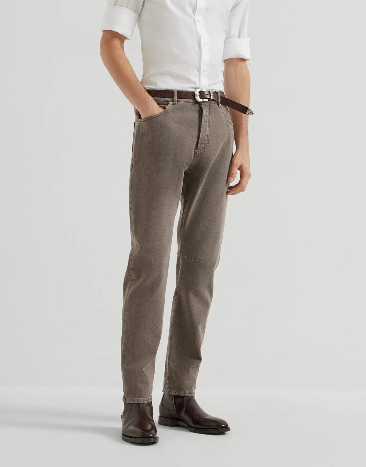 Brunello Cucinelli Grey Garment-Dyed Leisure Fit Jeans
