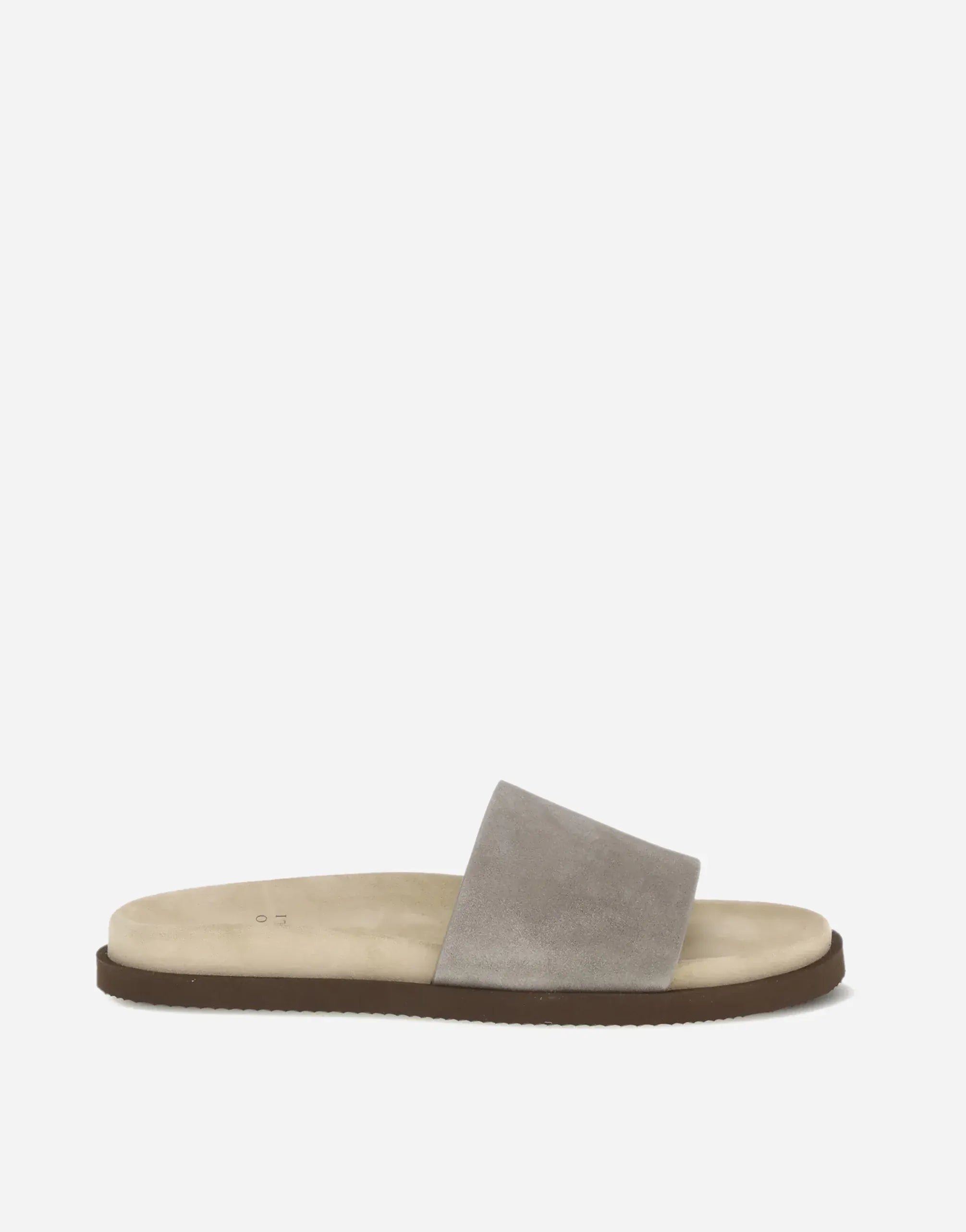 Brunello Cucinelli Grey Leather Slides