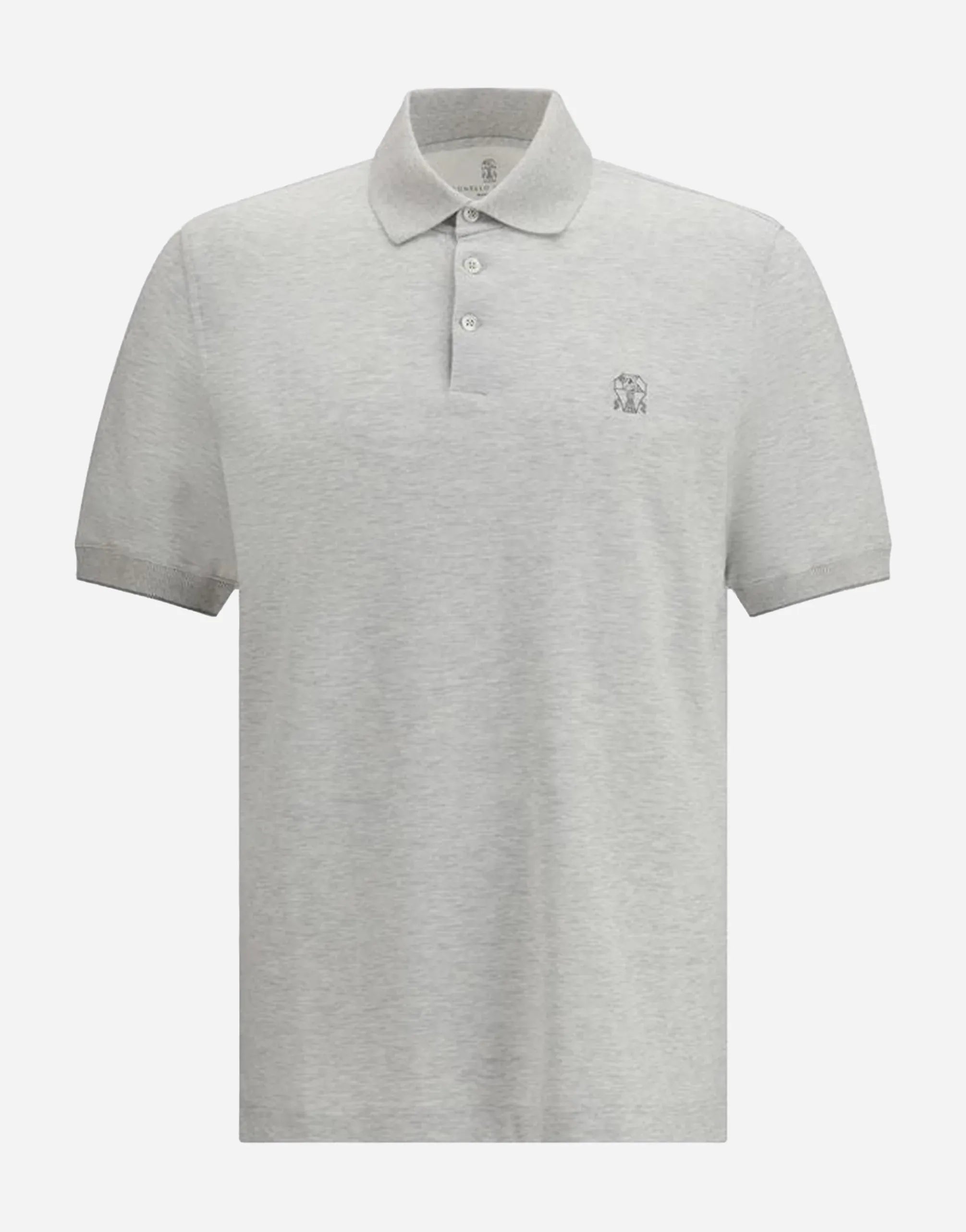 Brunello Cucinelli Grey Logo Cotton Piqué Polo