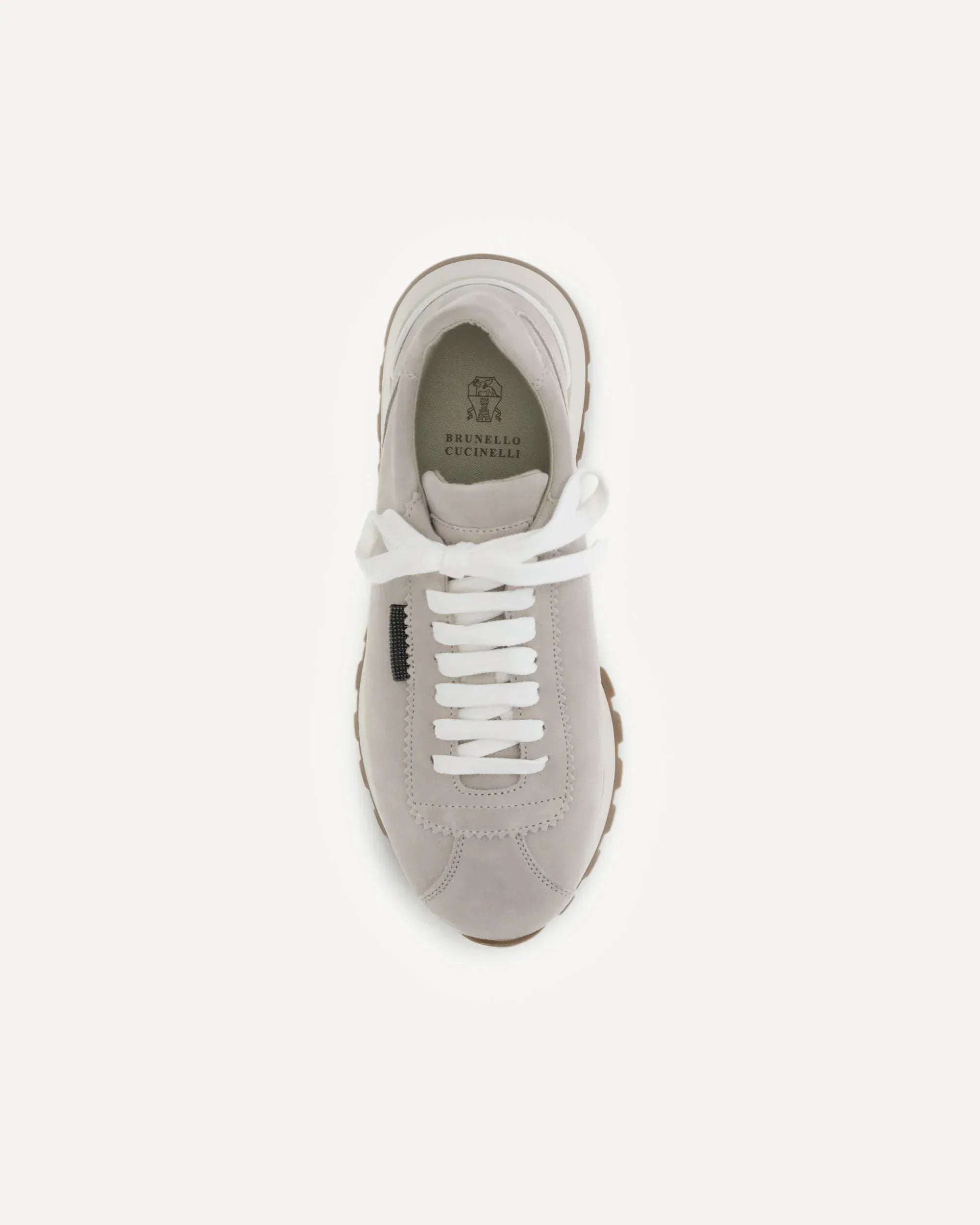 Graue Wildleder-Sneaker mit glänzendem Tab - alternate view