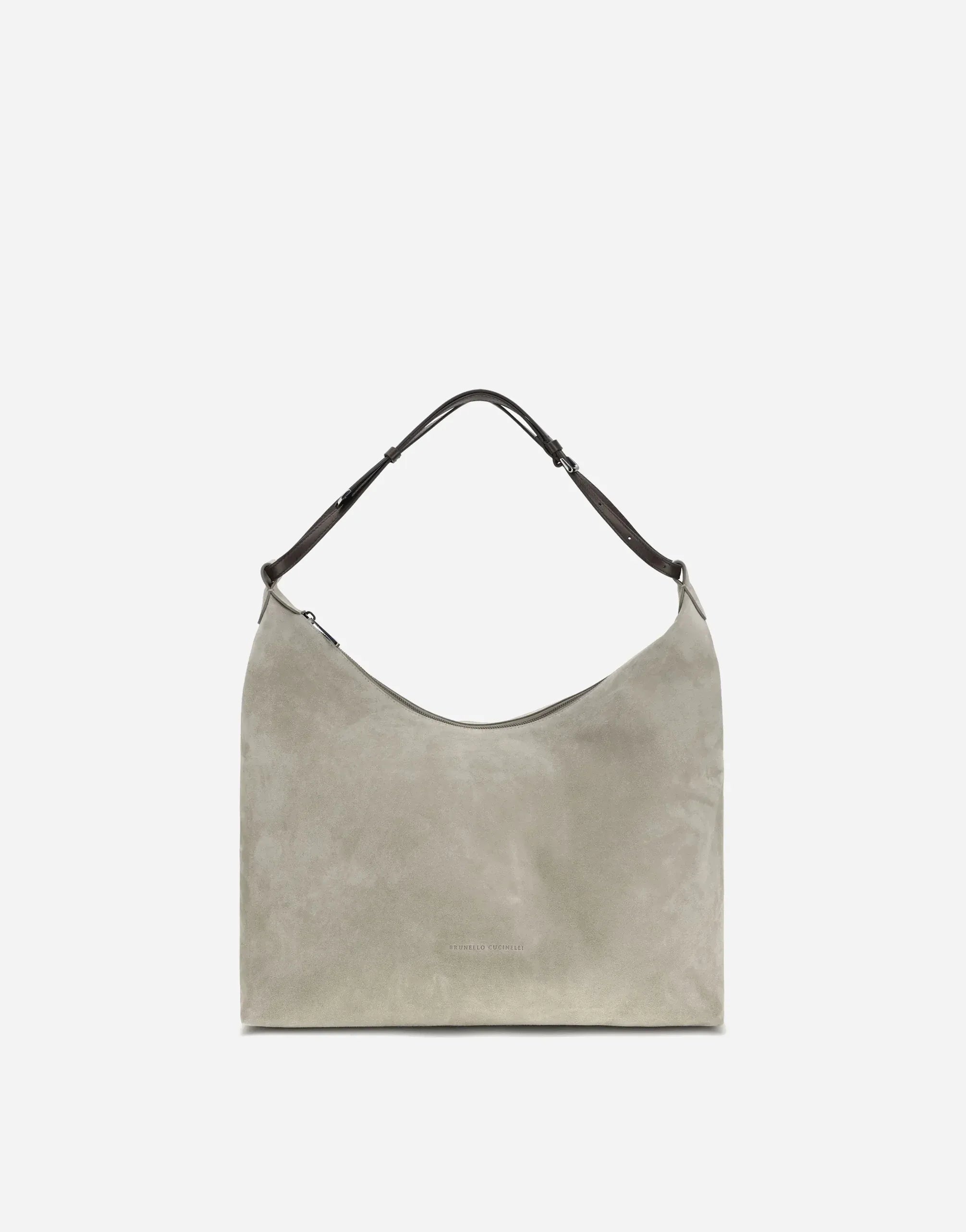Brunello Cucinelli Grey Suede Shoulder Bag