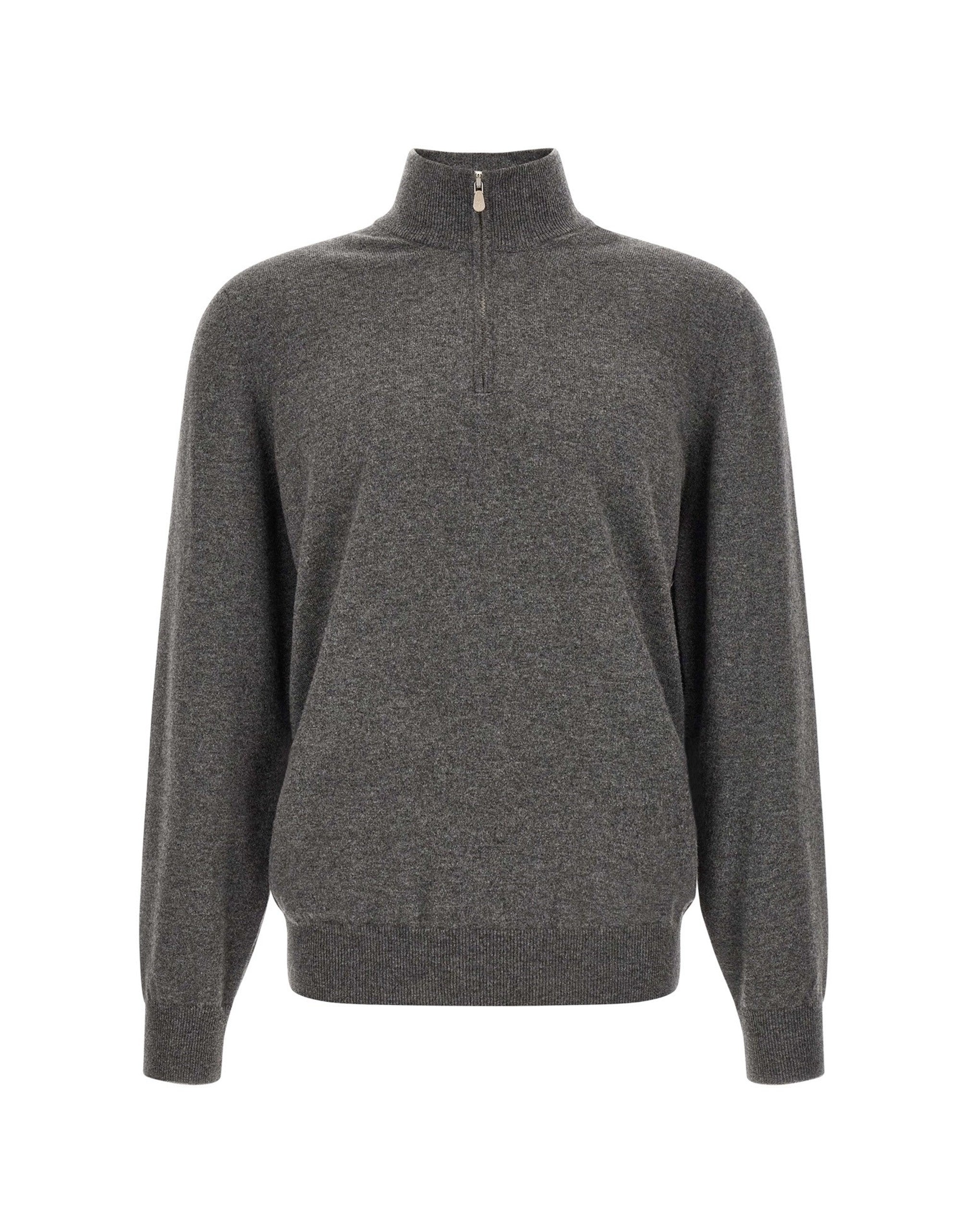 Brunello Cucinelli kasjmier sweater met halve rits