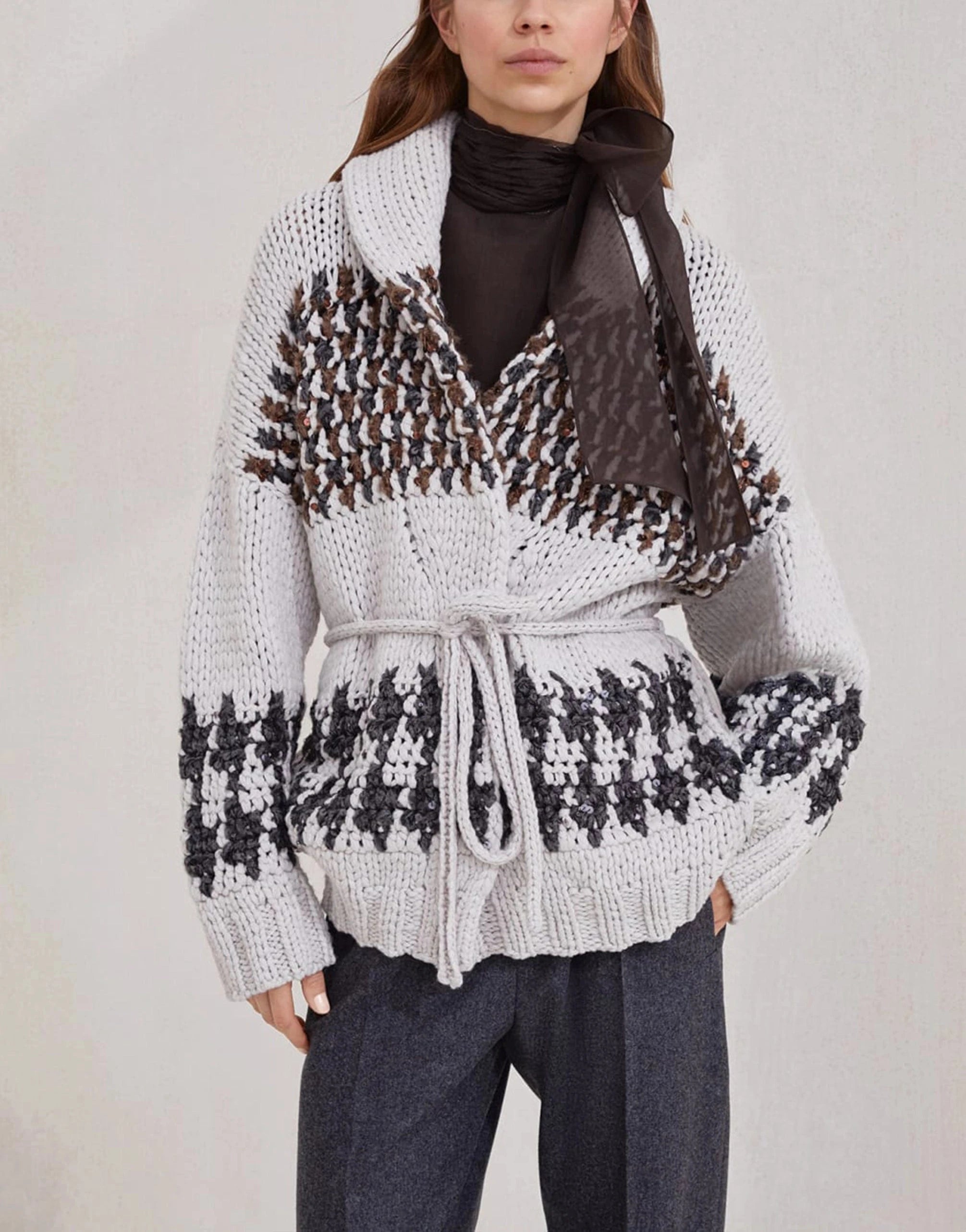 Brunello Cucinelli Handmade Prince of Wales OPERA Cardigan