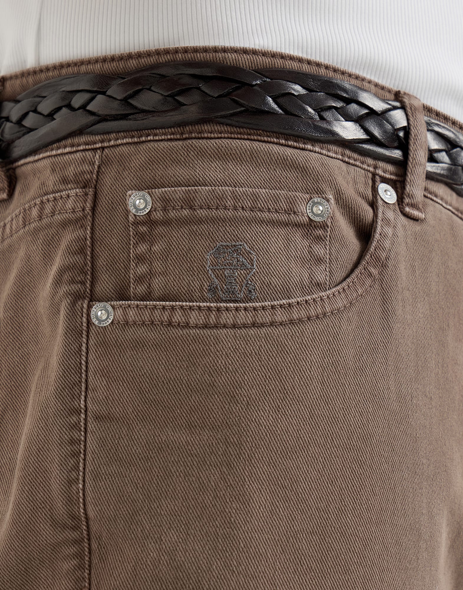 Brunello Cucinelli Hazelnut Garment-Dyed Denim Jeans