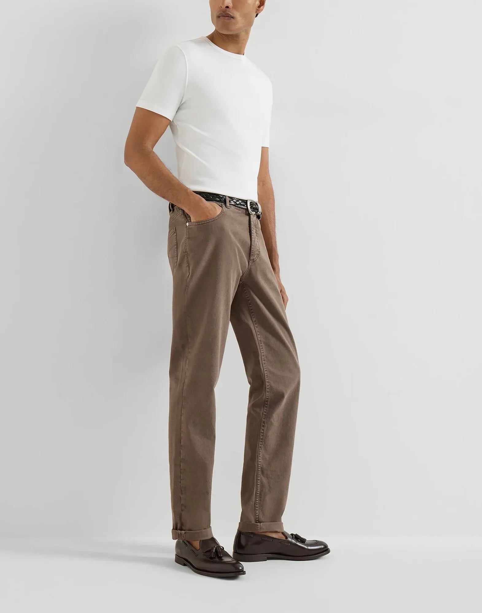 Brunello Cucinelli Hazelnut Garment-Dyed Denim Jeans