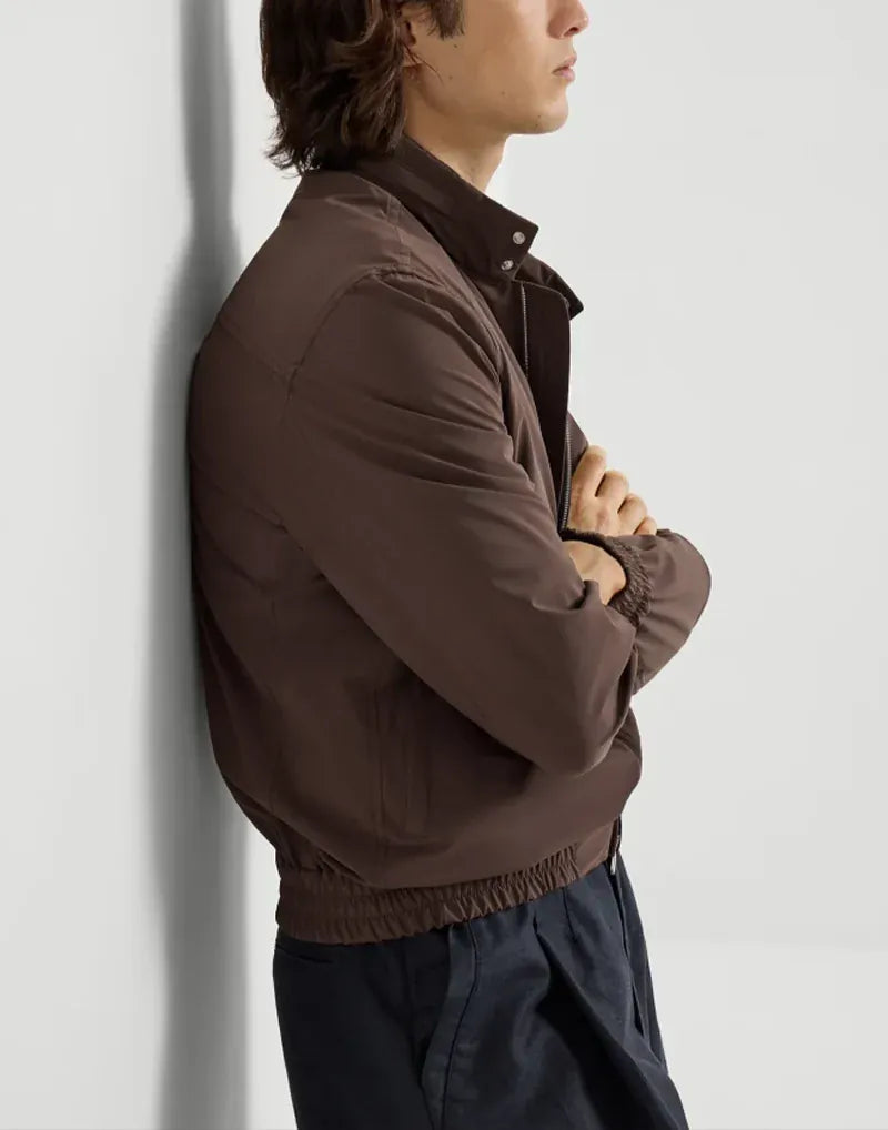 Brunello Cucinelli Hazlenut Bonded Packable Hood Jacket