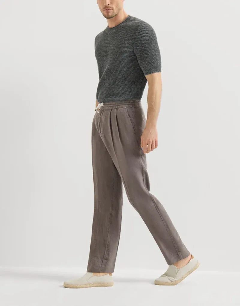 Brunello Cucinelli Hazlenut Garment-Dyed Drawstring Trousers