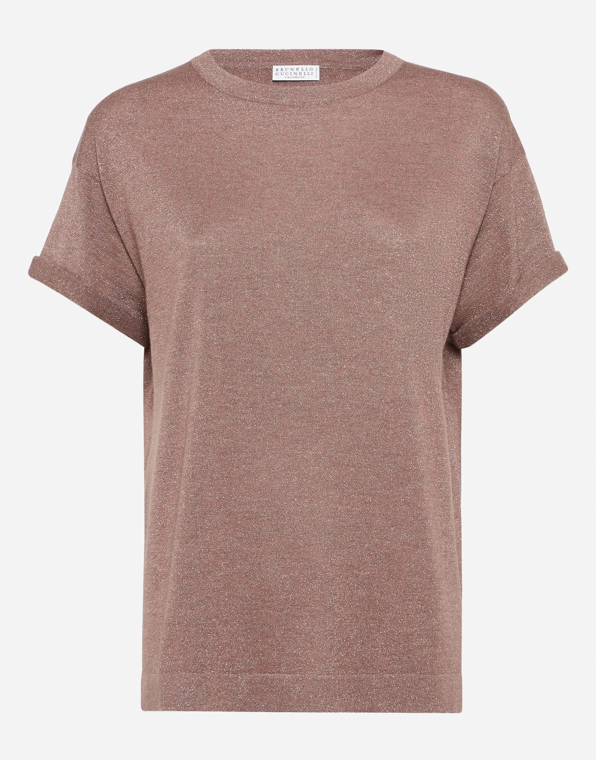 Brunello Cucinelli Henna Sparkling T-shirt van kasjmier-zijde mix