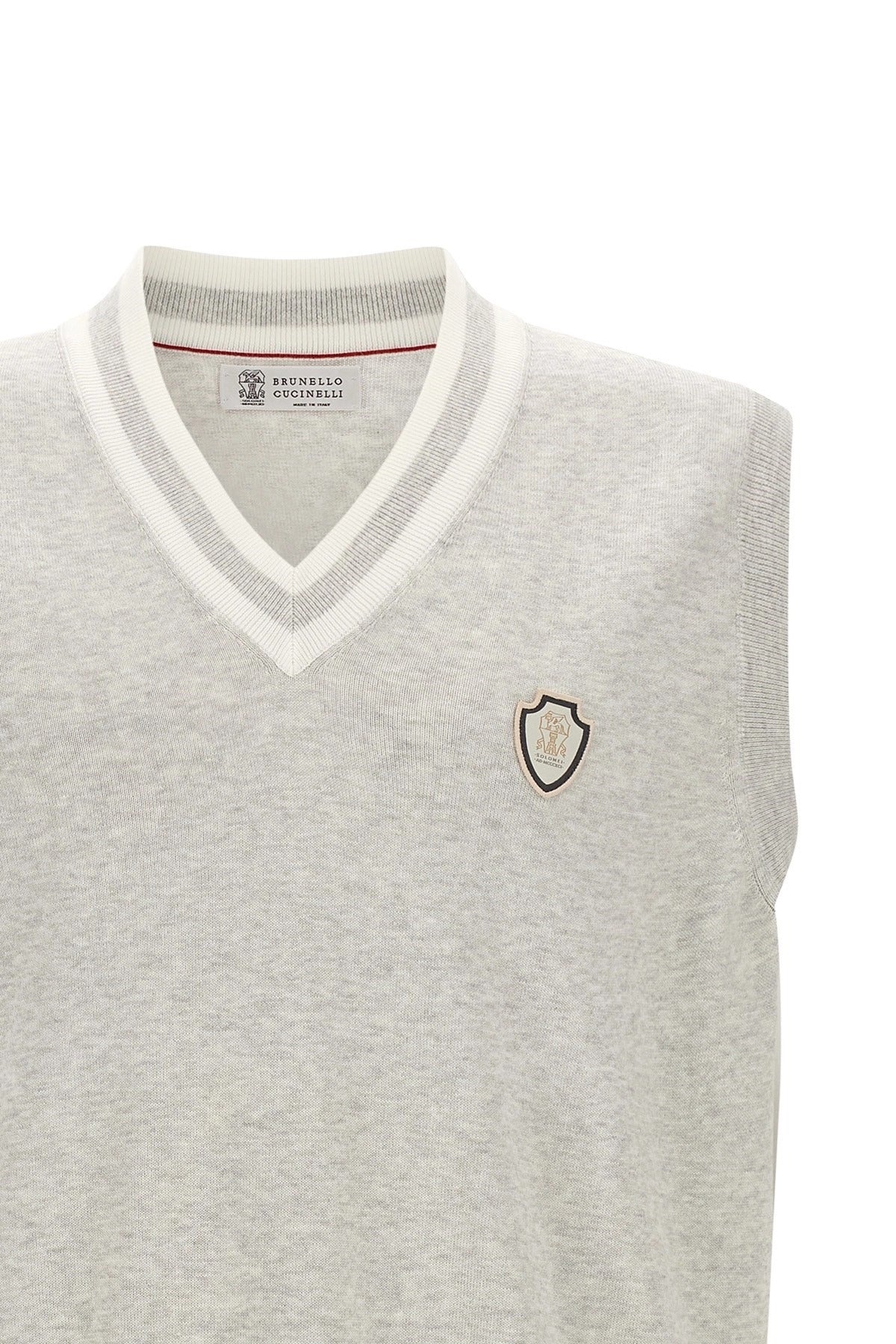 Brunello Cucinelli vest met heraldisch logo