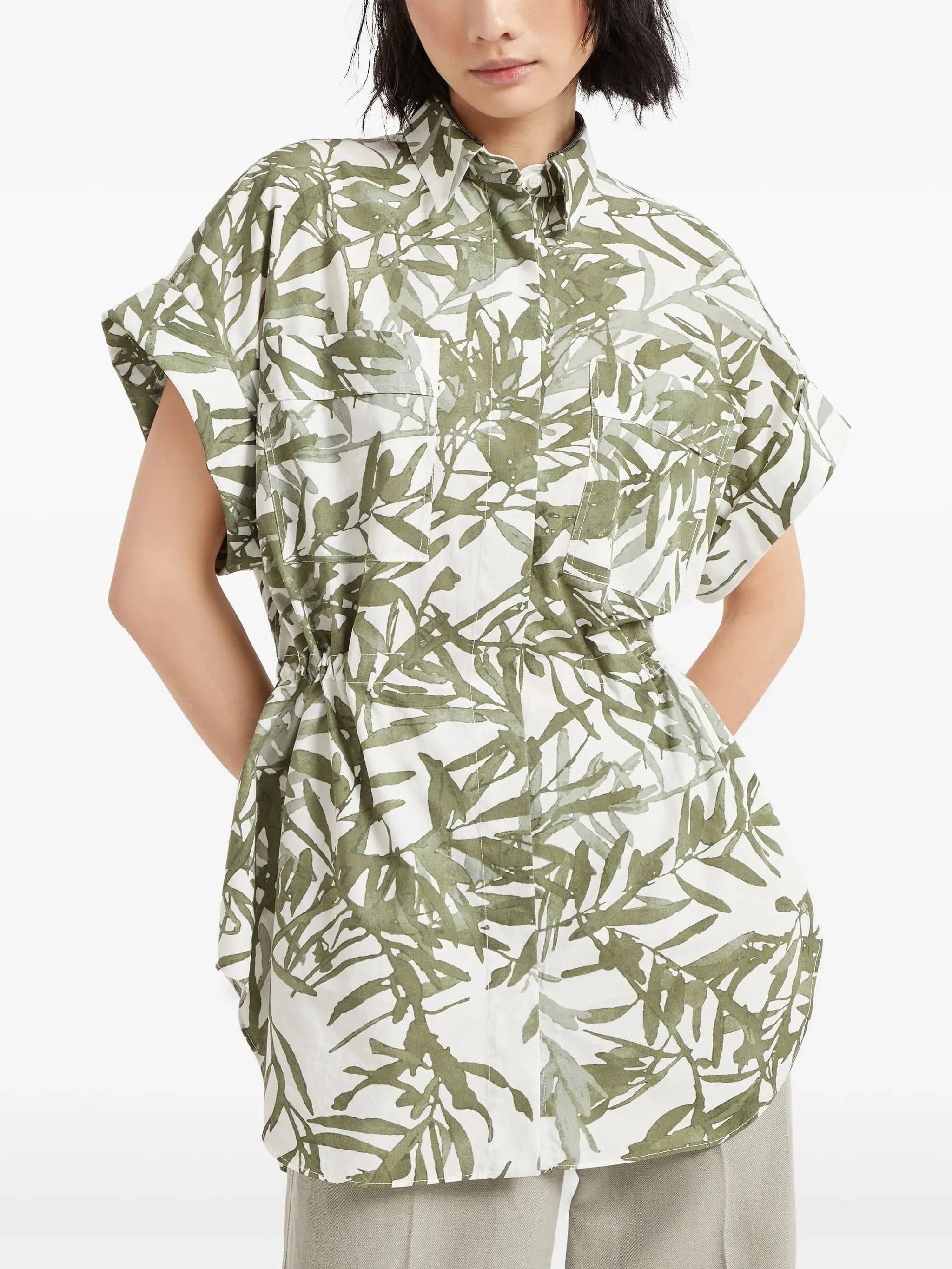 Brunello Cucinelli Herbarium Print Poplin Shirt