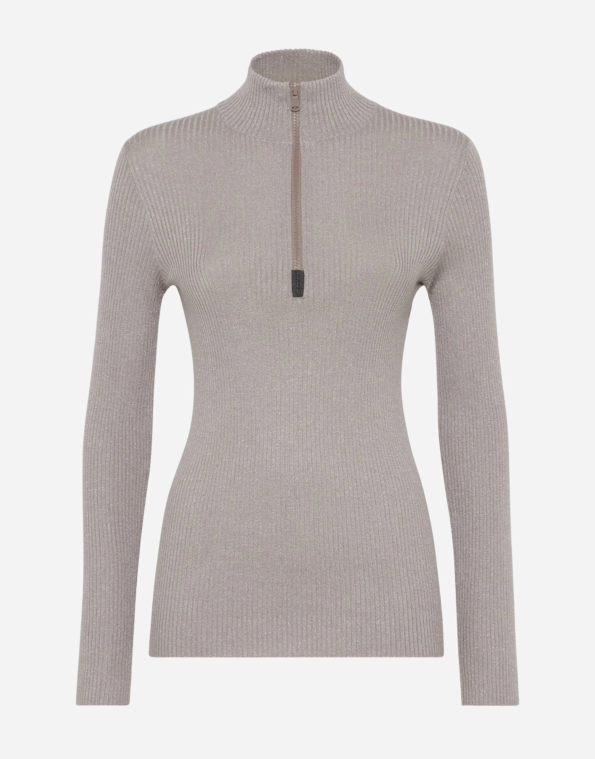 Brunello Cucinelli High-Neck Ribbed Knit T-Shirt