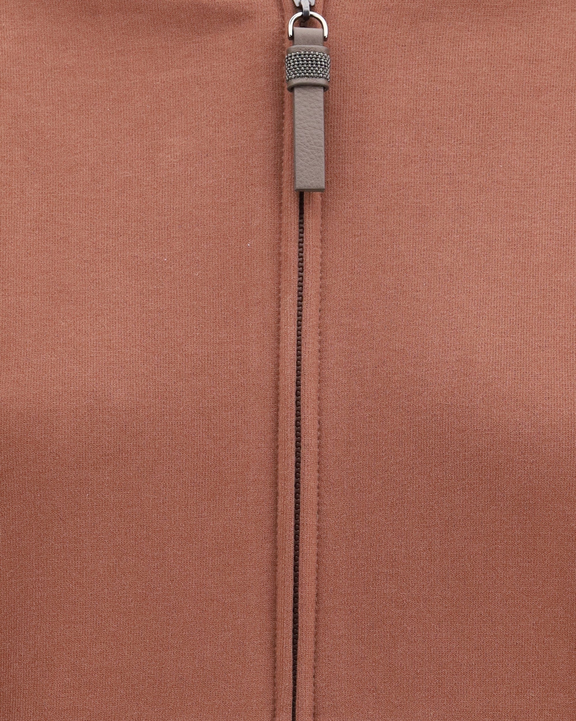 Brunello Cucinelli Hooded Smooth Cotton Sweatshirt Shiny Zipper Pull