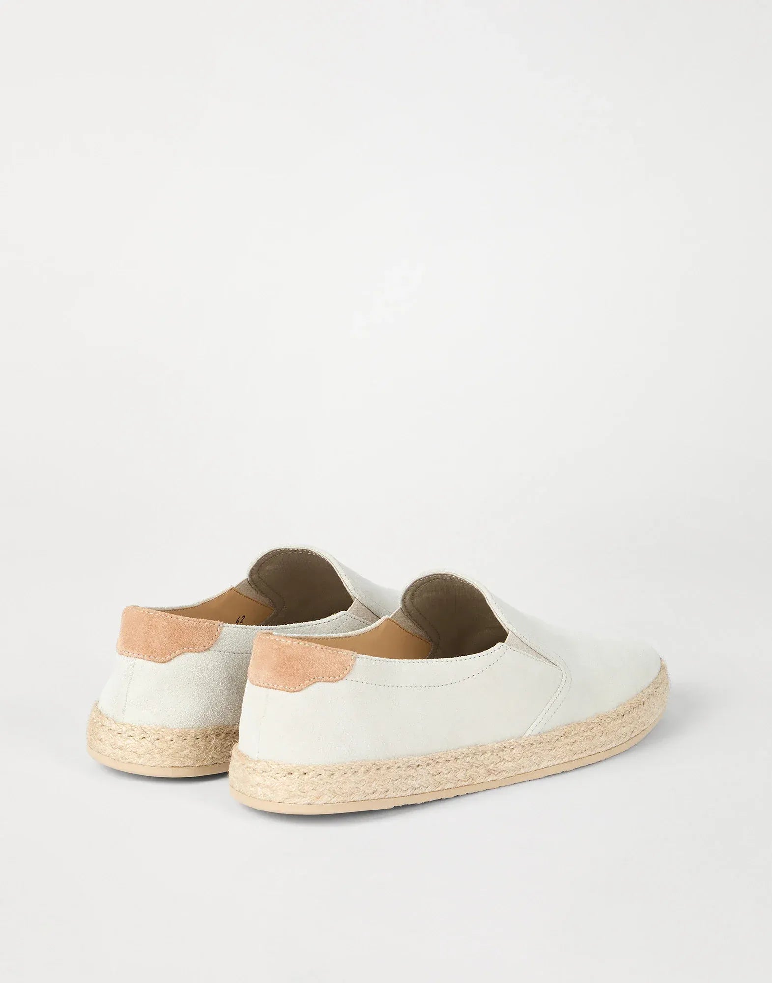 Brunello Cucinelli Ivory Rope Insert Suede Slip-Ons
