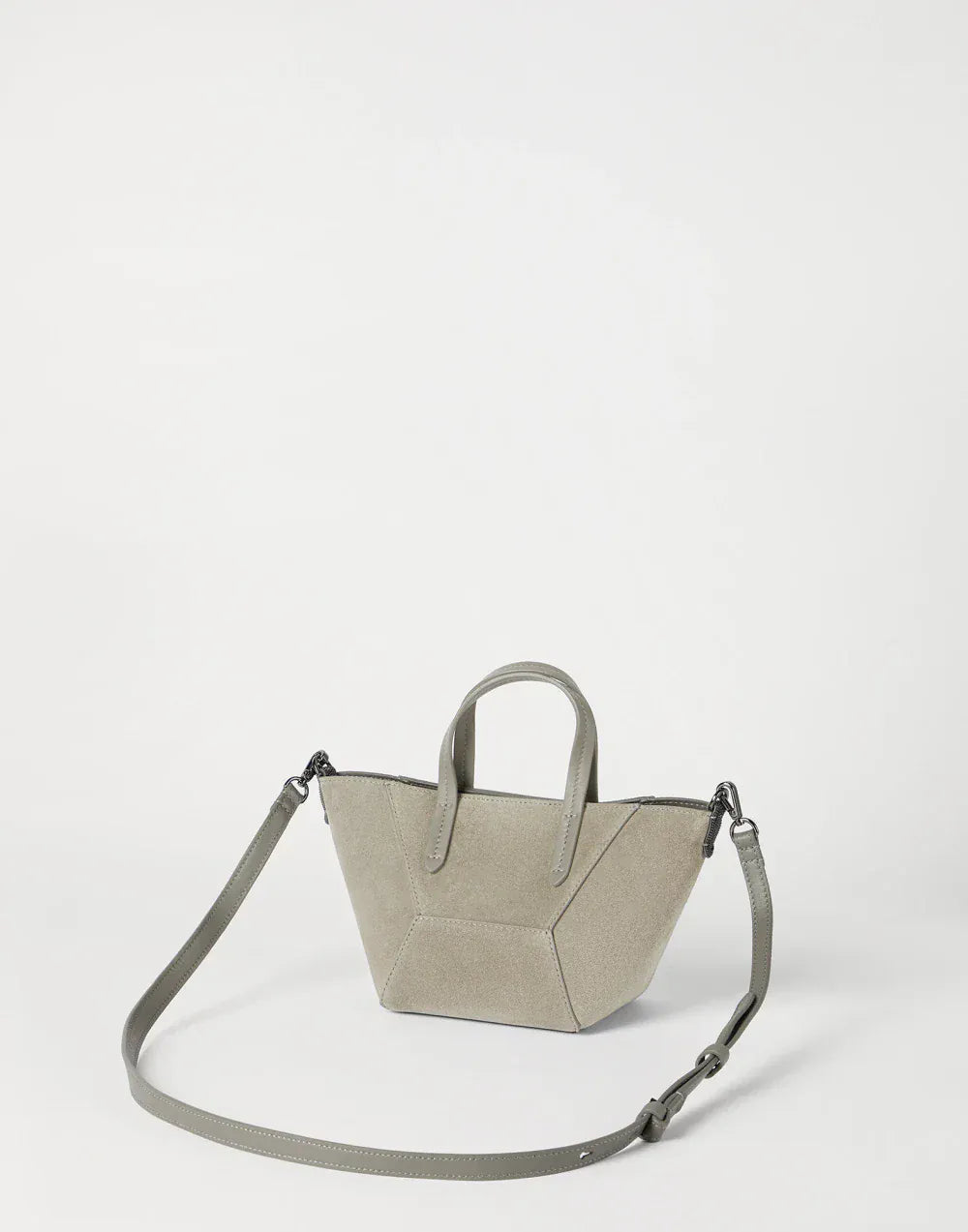 Brunello Cucinelli Khaki BC Duo Monili Suede Mini Bag