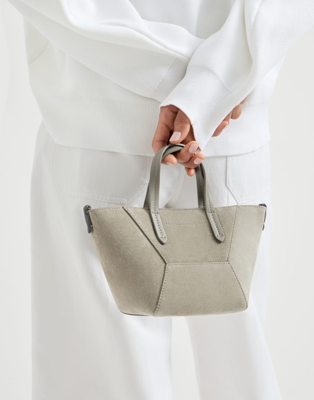 Brunello Cucinelli Khaki BC Duo Monili Suede Mini Bag - alternate view
