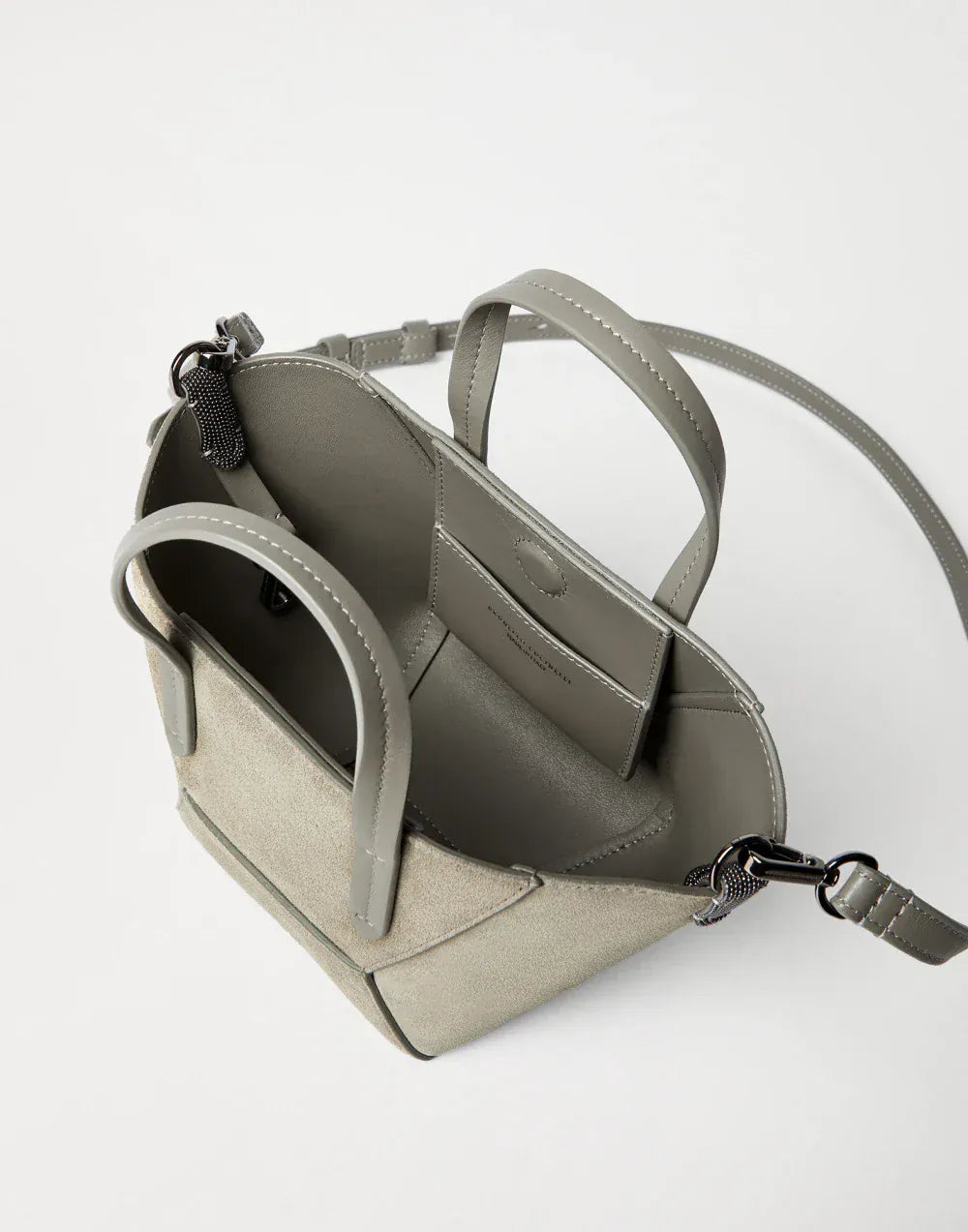 Brunello Cucinelli Khaki BC Duo Monili Suede Mini Bag