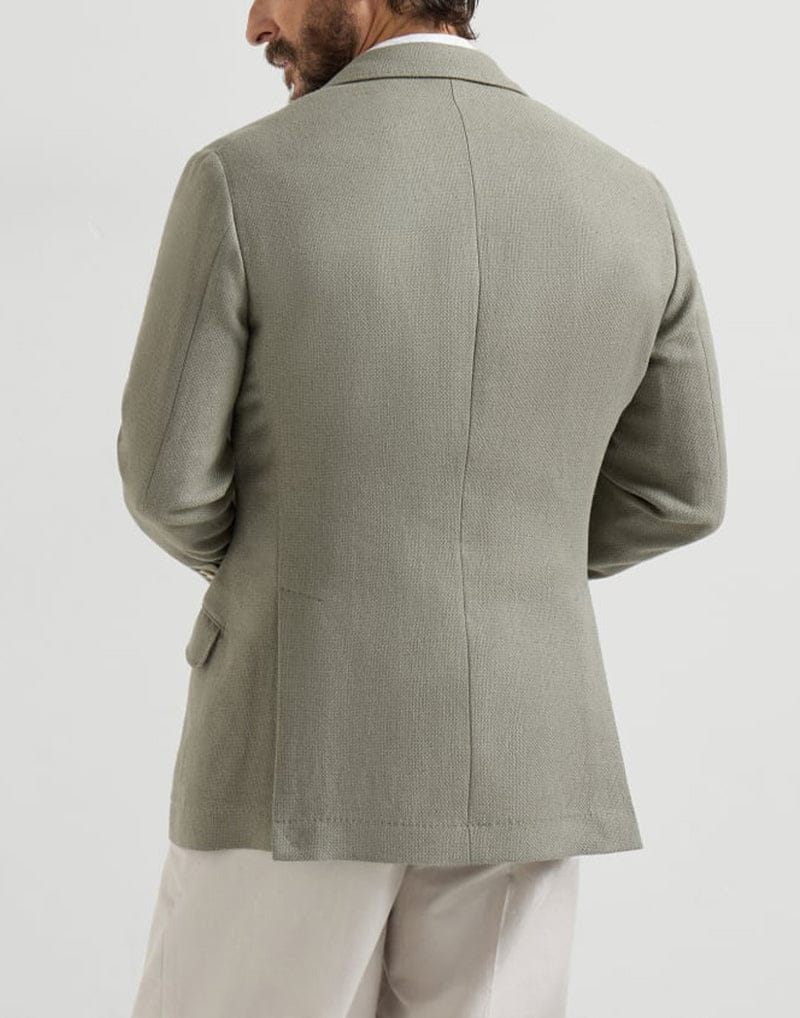 Brunello Cucinelli Khaki Hopsack Deconstructed Cavallo Blazer