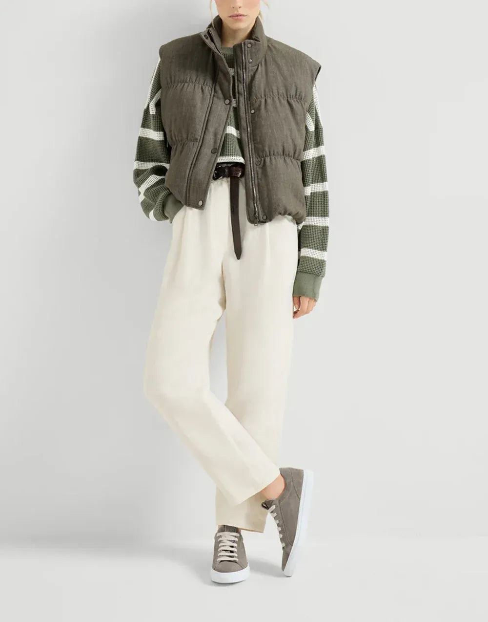 Brunello Cucinelli Khaki Suede Sneakers