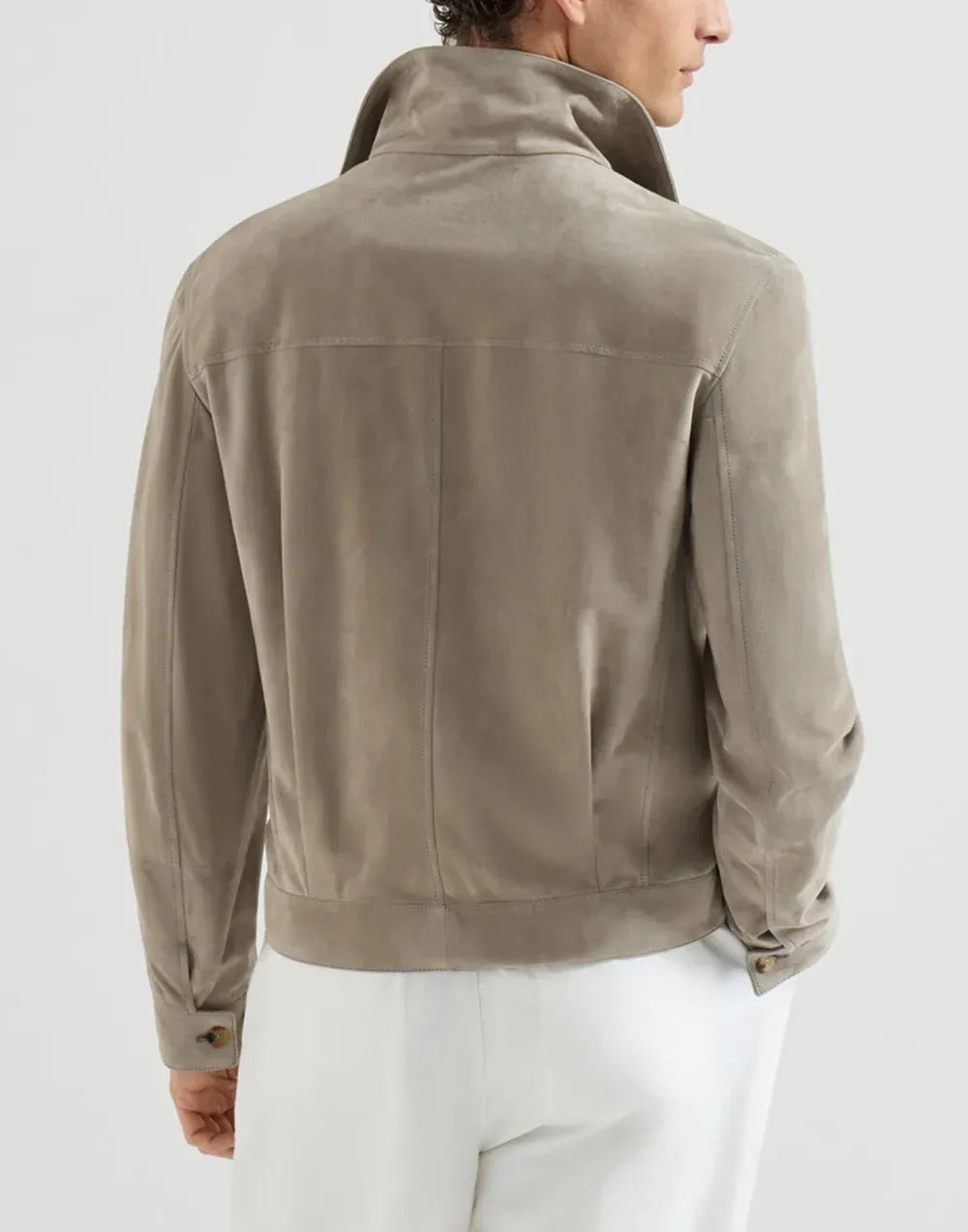 Brunello Cucinelli Замшевая куртка цвета хаки без подкладки