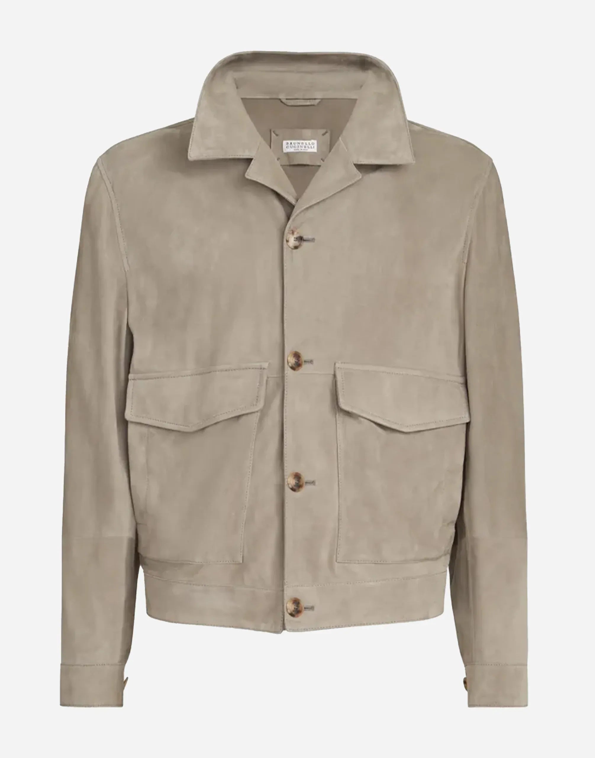 Brunello Cucinelli Замшевая куртка цвета хаки без подкладки