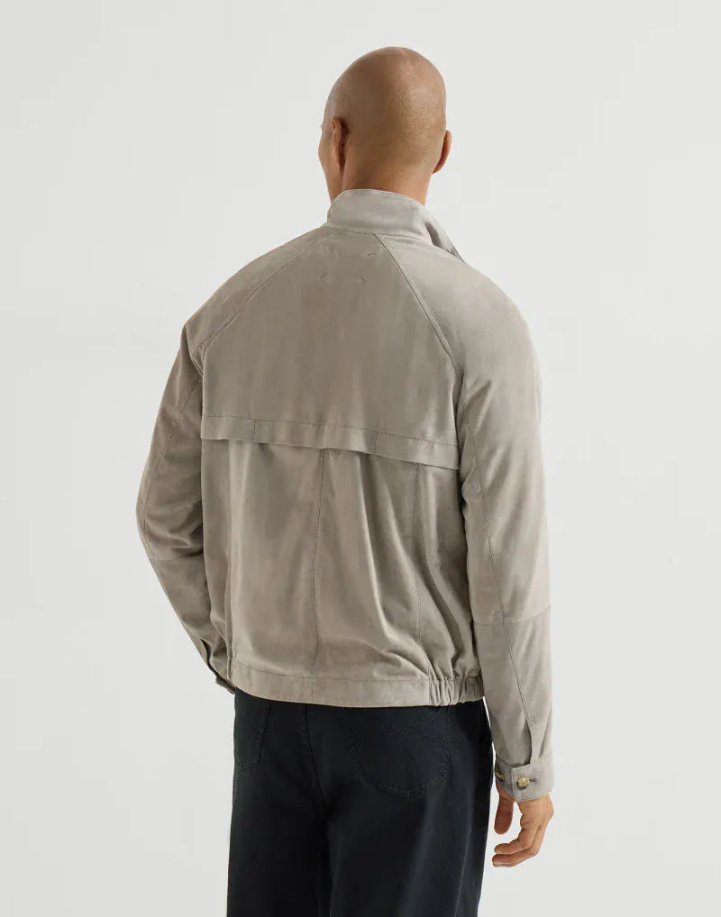 Brunello Cucinelli Khaki Unlined Suede Jacket