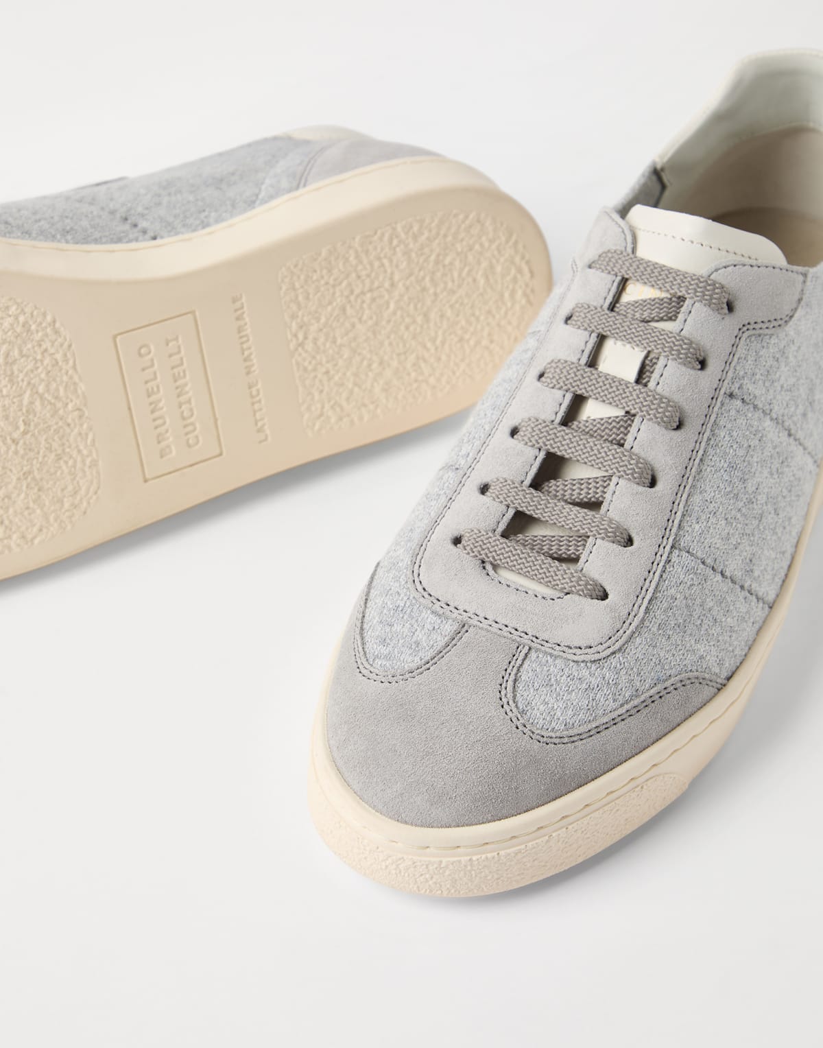 Brunello Cucinelli Knit Washed Suede Sneakers