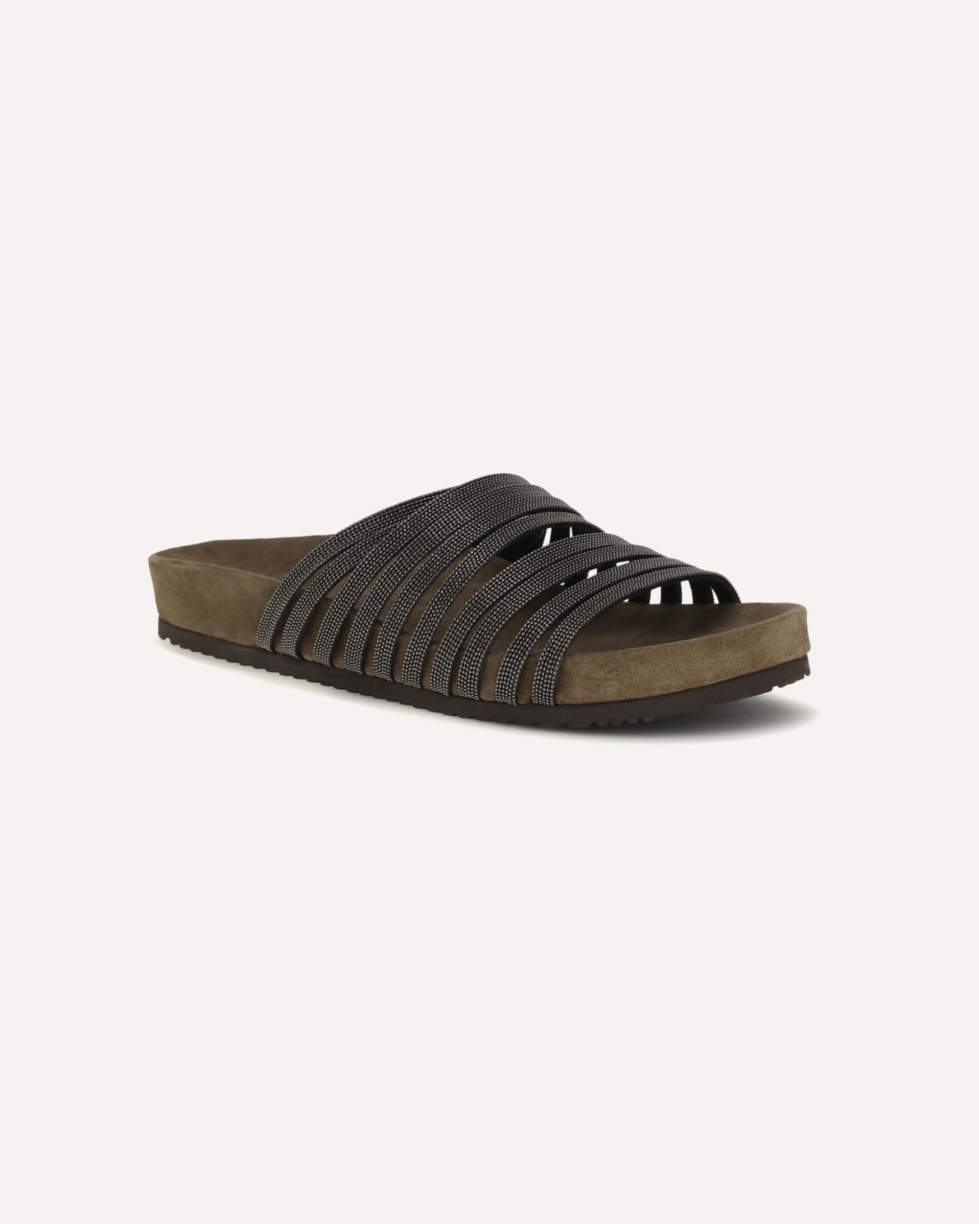 Brunello Cucinelli Lace-Up Slides With Monili Embellishment - alternate view