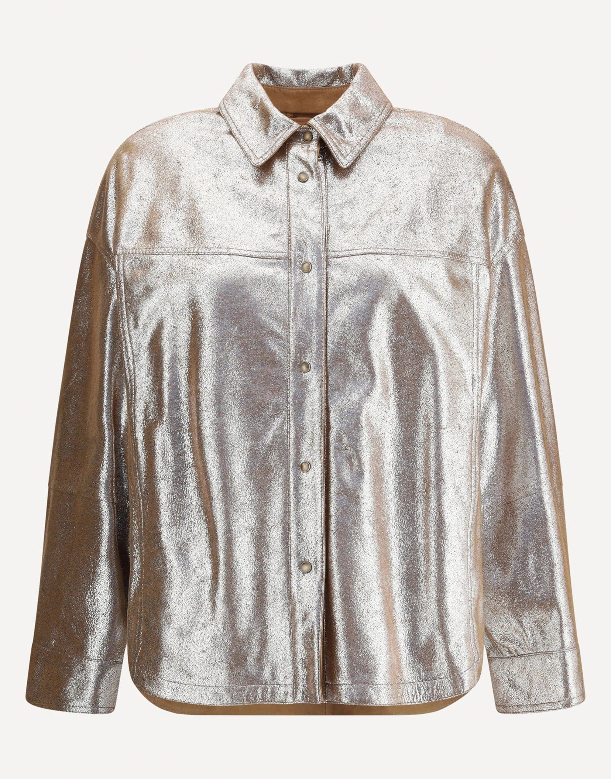 Brunello Cucinelli Lamé Nappa Leather Shirt