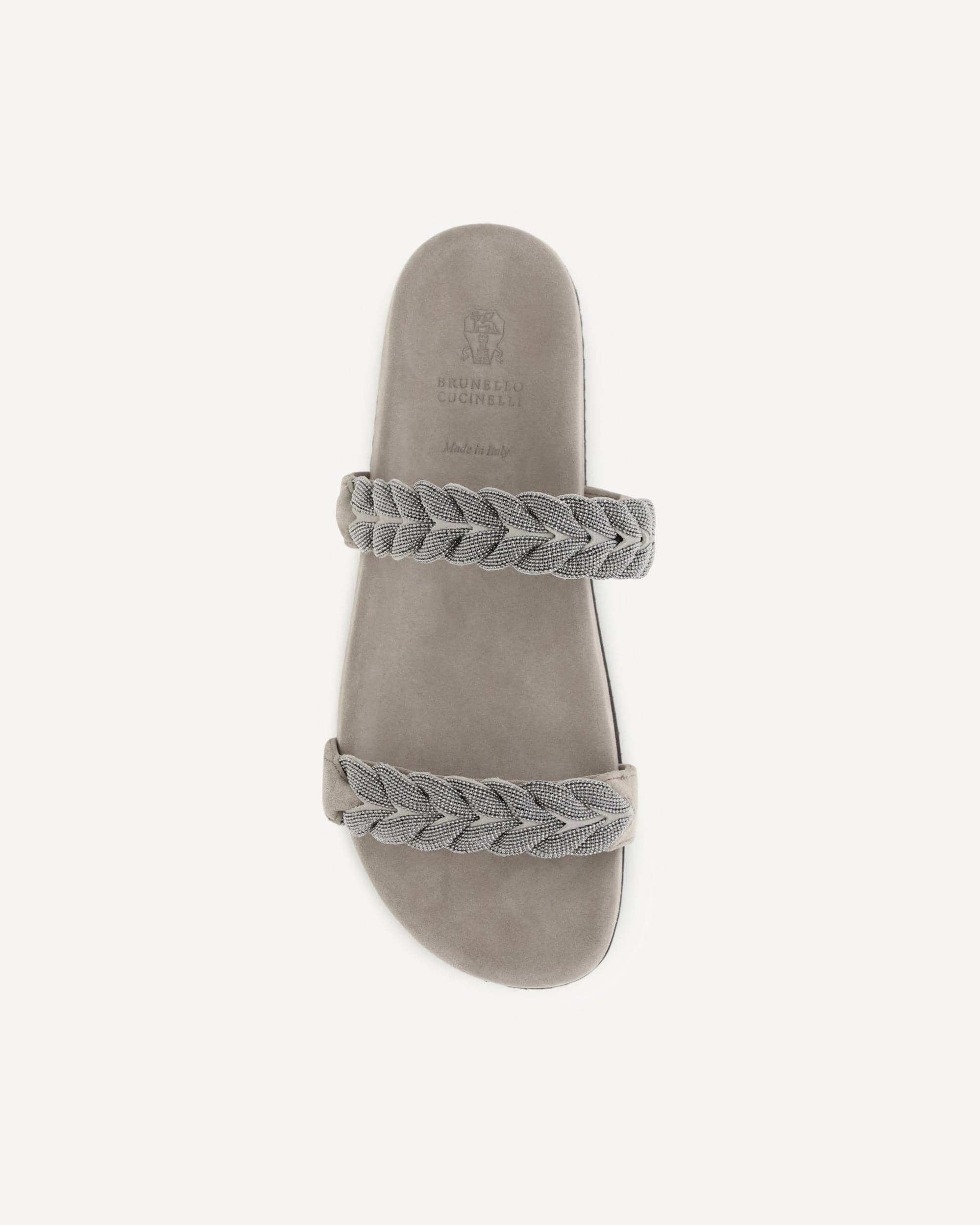 Brunello Cucinelli Brunello Cucinelli Laurel Leaf Monili-Embellished Slides