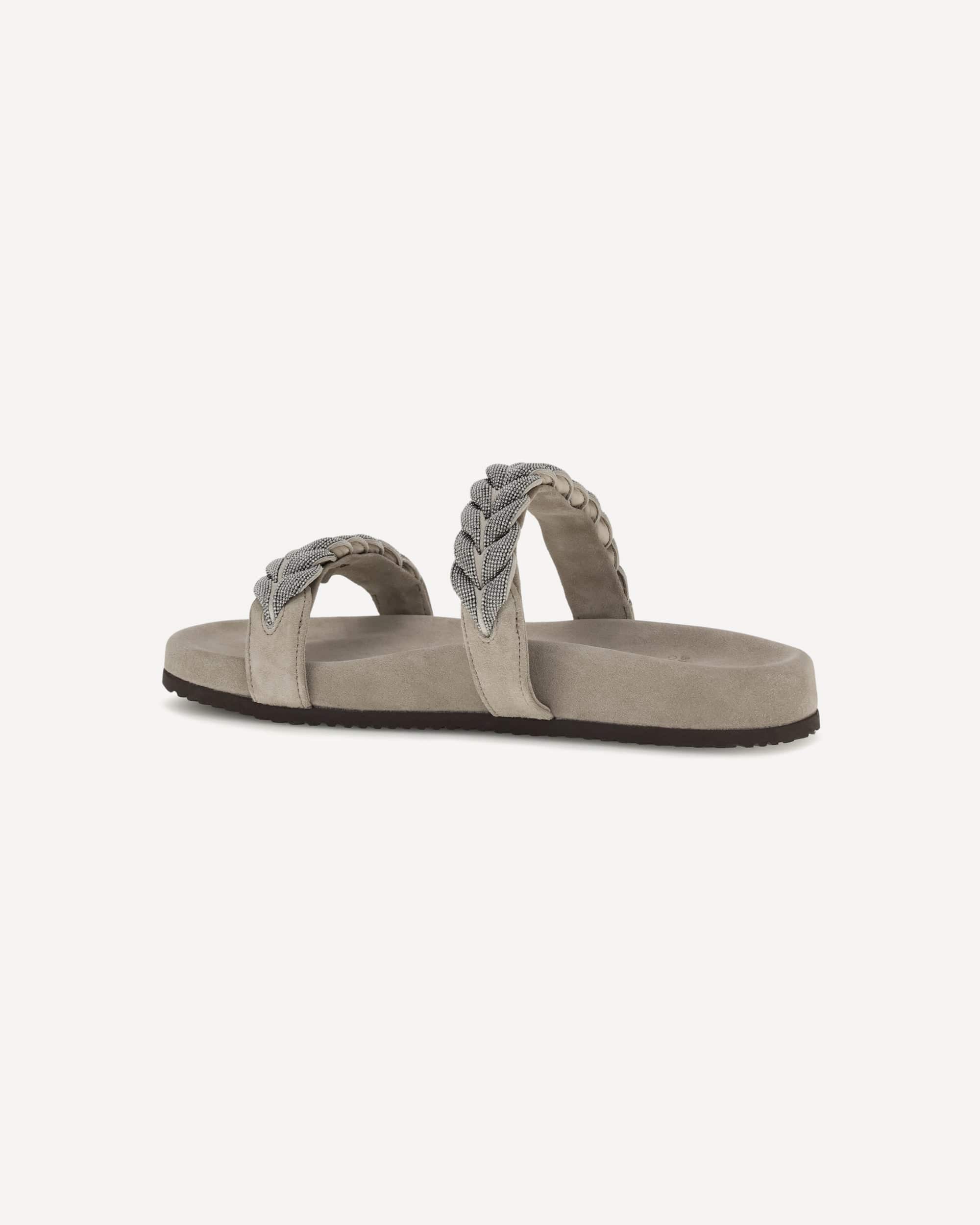 Brunello Cucinelli Brunello Cucinelli Laurel Leaf Monili-Embellished Slides