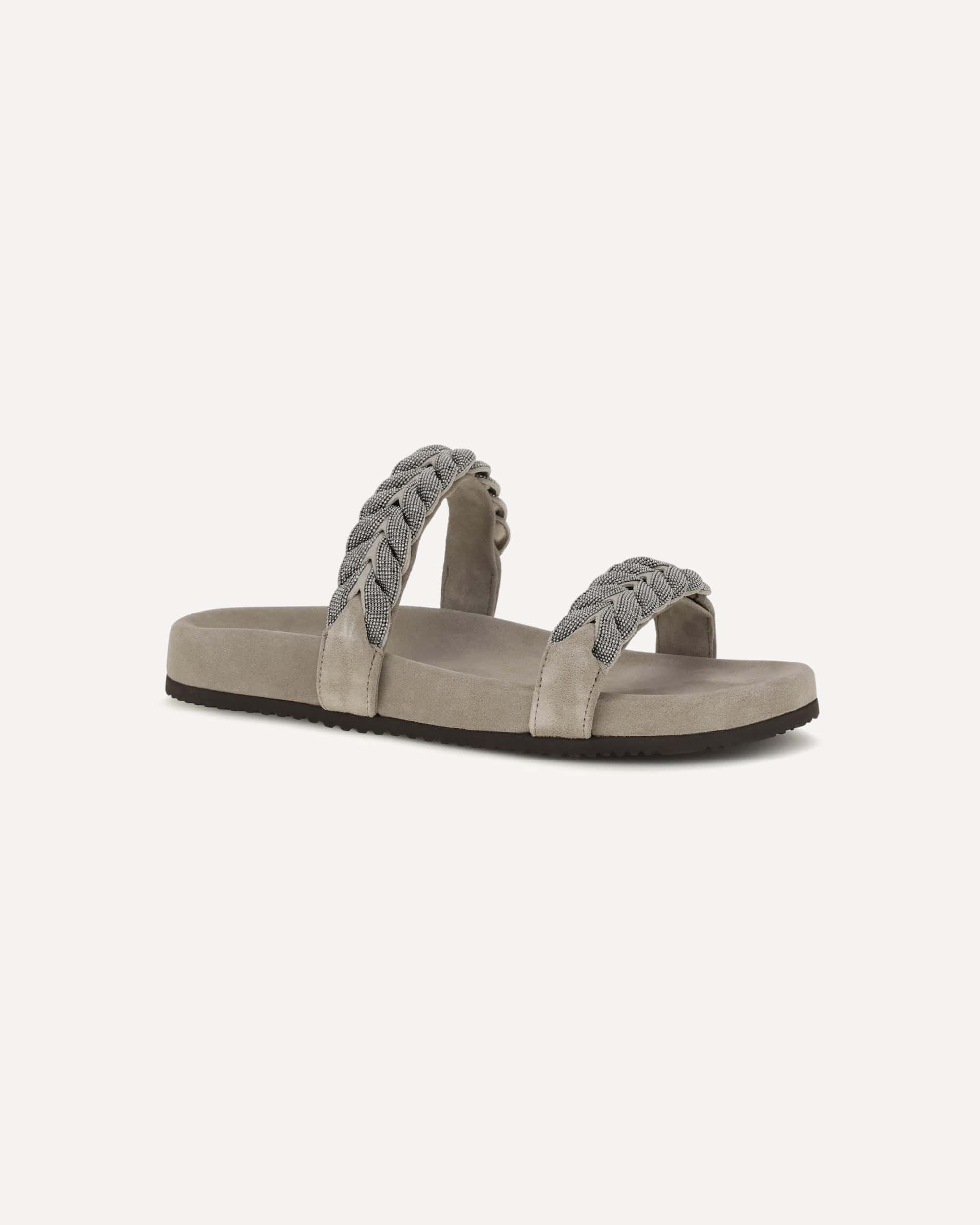 Brunello Cucinelli Laurel Leaf Monili-Embellished Slides - alternate view