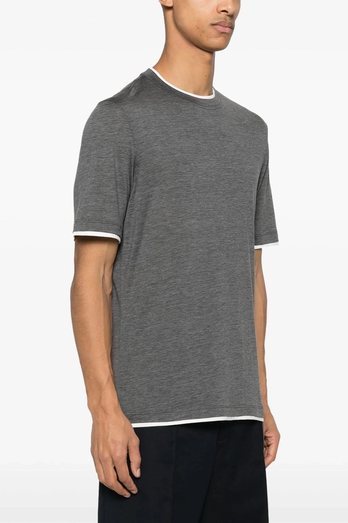 Brunello Cucinelli Geschichtetes T-Shirt aus Seide und Baumwolle - alternate view