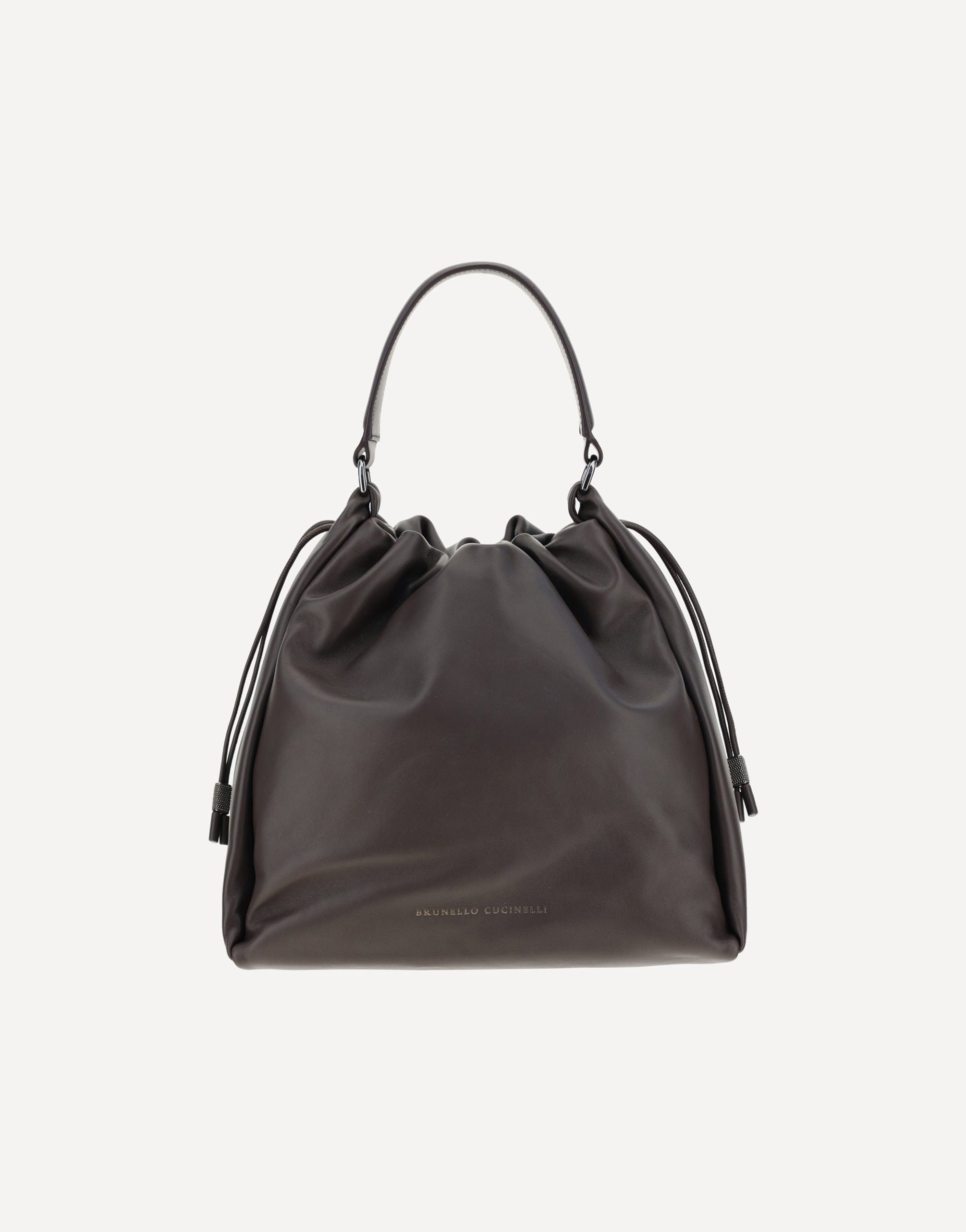 Brunello Cucinelli Leather Drawstring Shoulder Bag