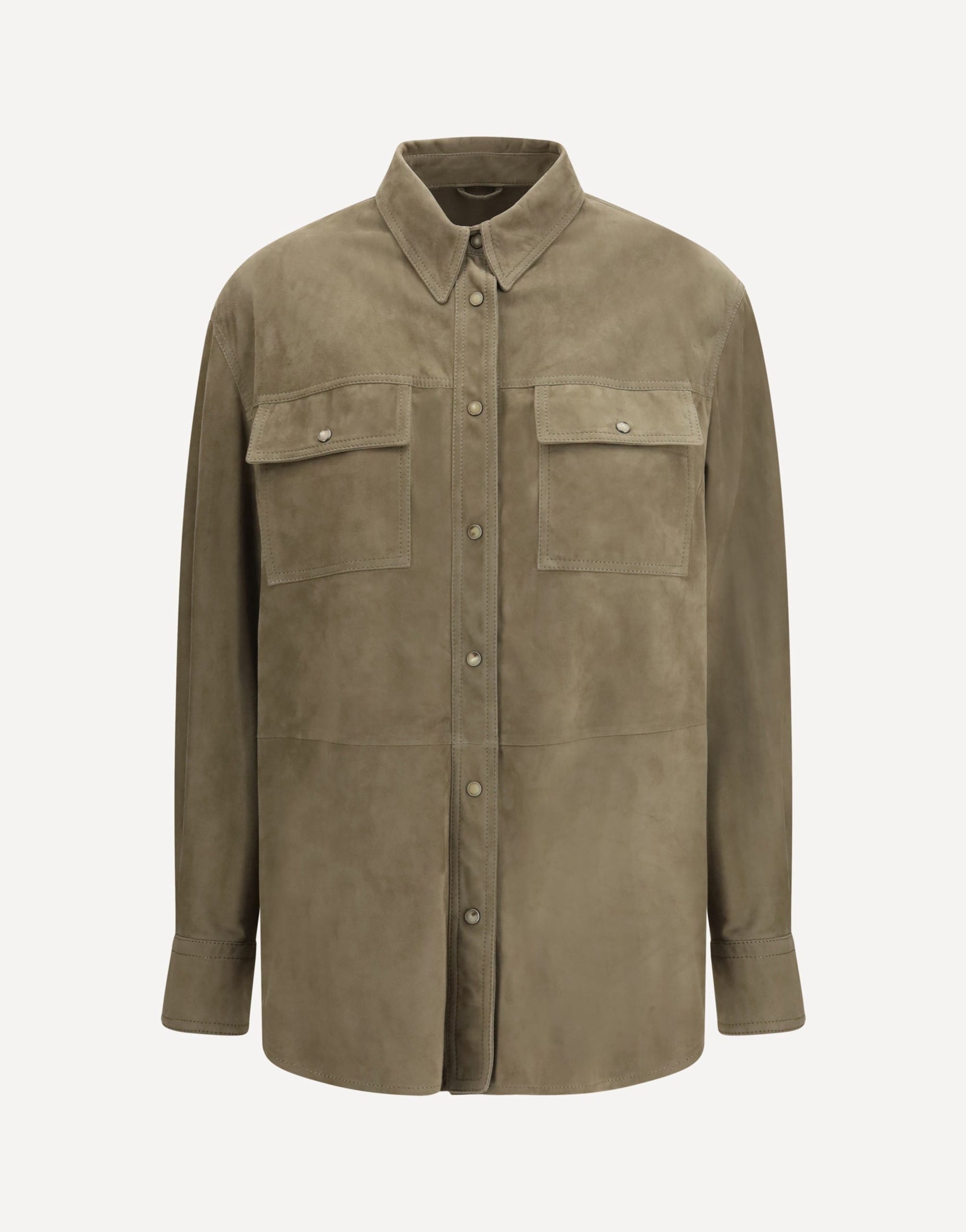Brunello Cucinelli Leather Shirt With Chest Pockets