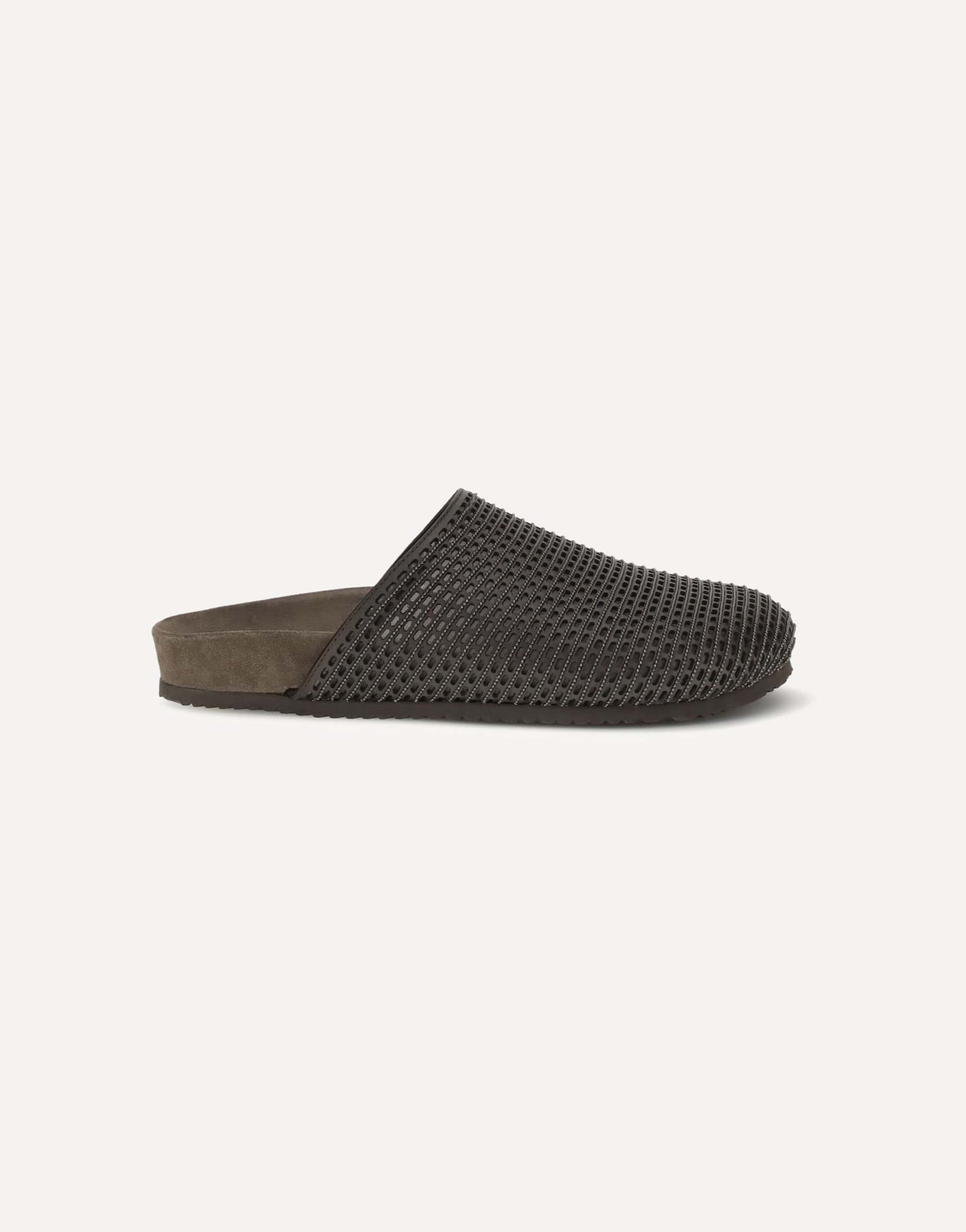 Brunello Cucinelli Brunello Cucinelli Leather Slides With Mesh Detail