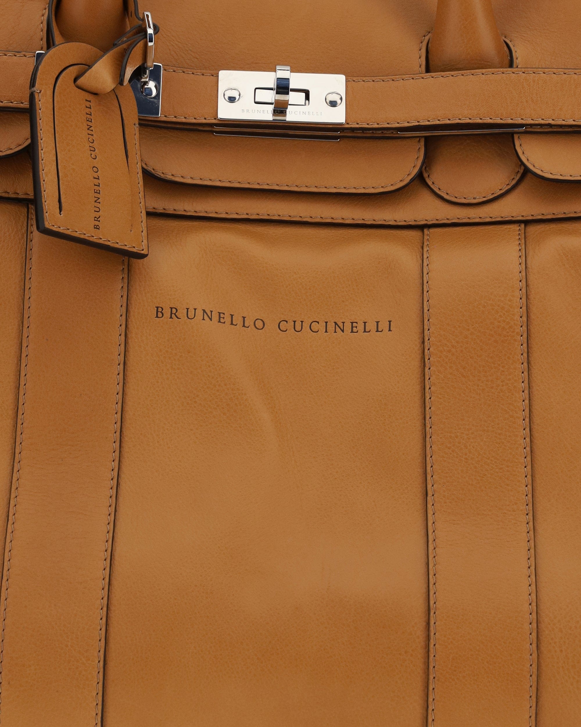 Brunello Cucinelli Leather Travel Bag With Engraved Logo