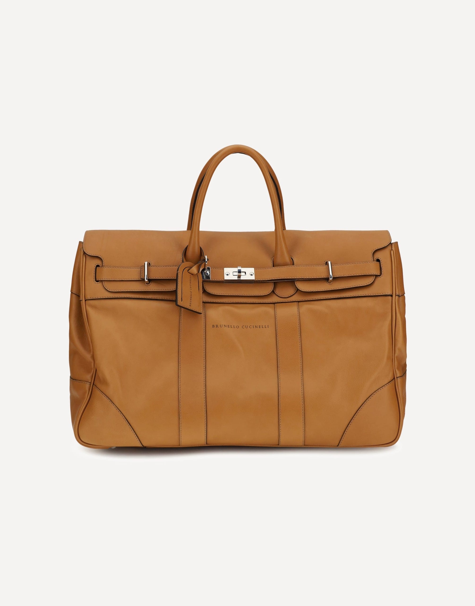 Brunello Cucinelli Leather Travel Bag With Engraved Logo