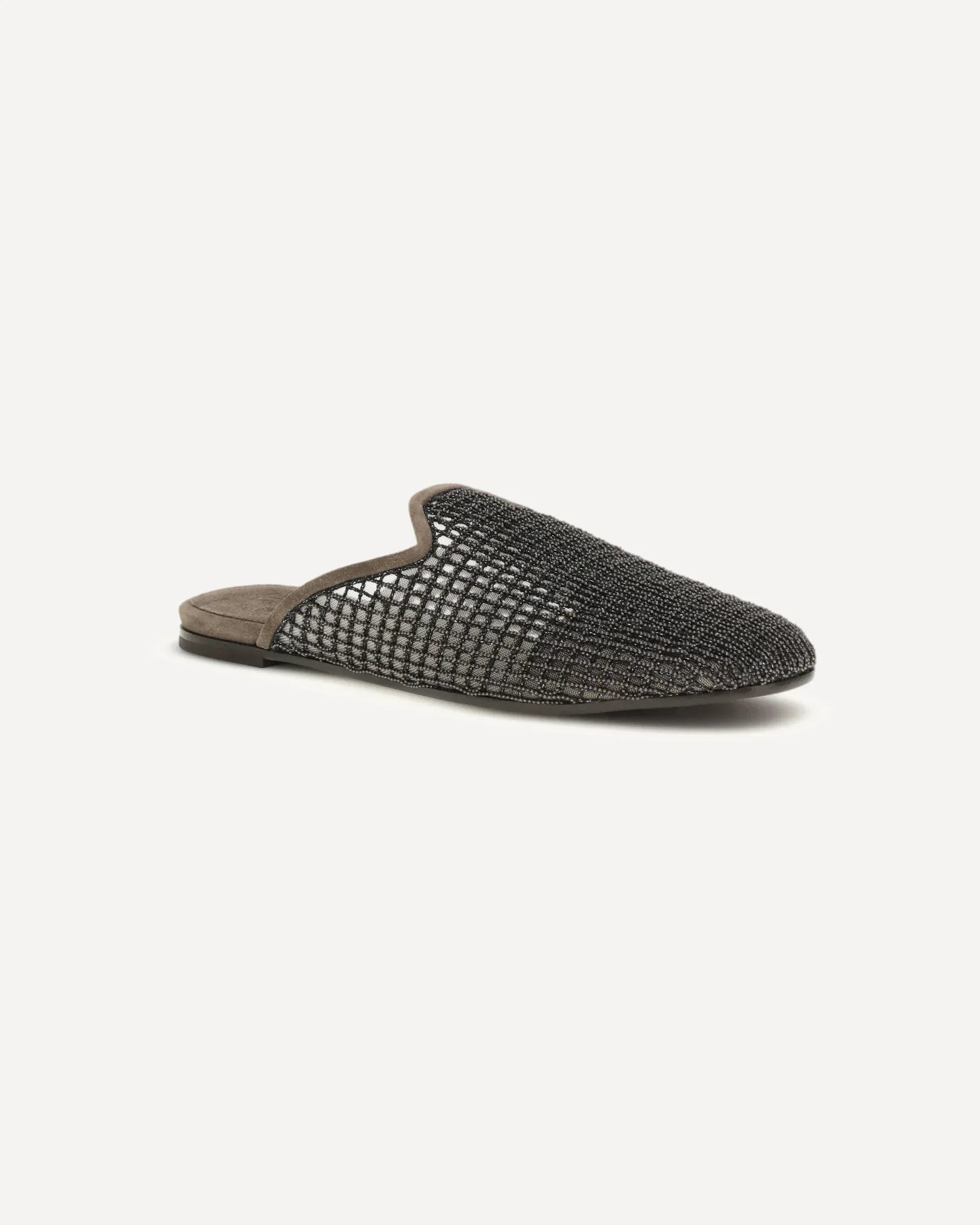 Brunello Cucinelli Leather-Trimmed Raffia Slippers