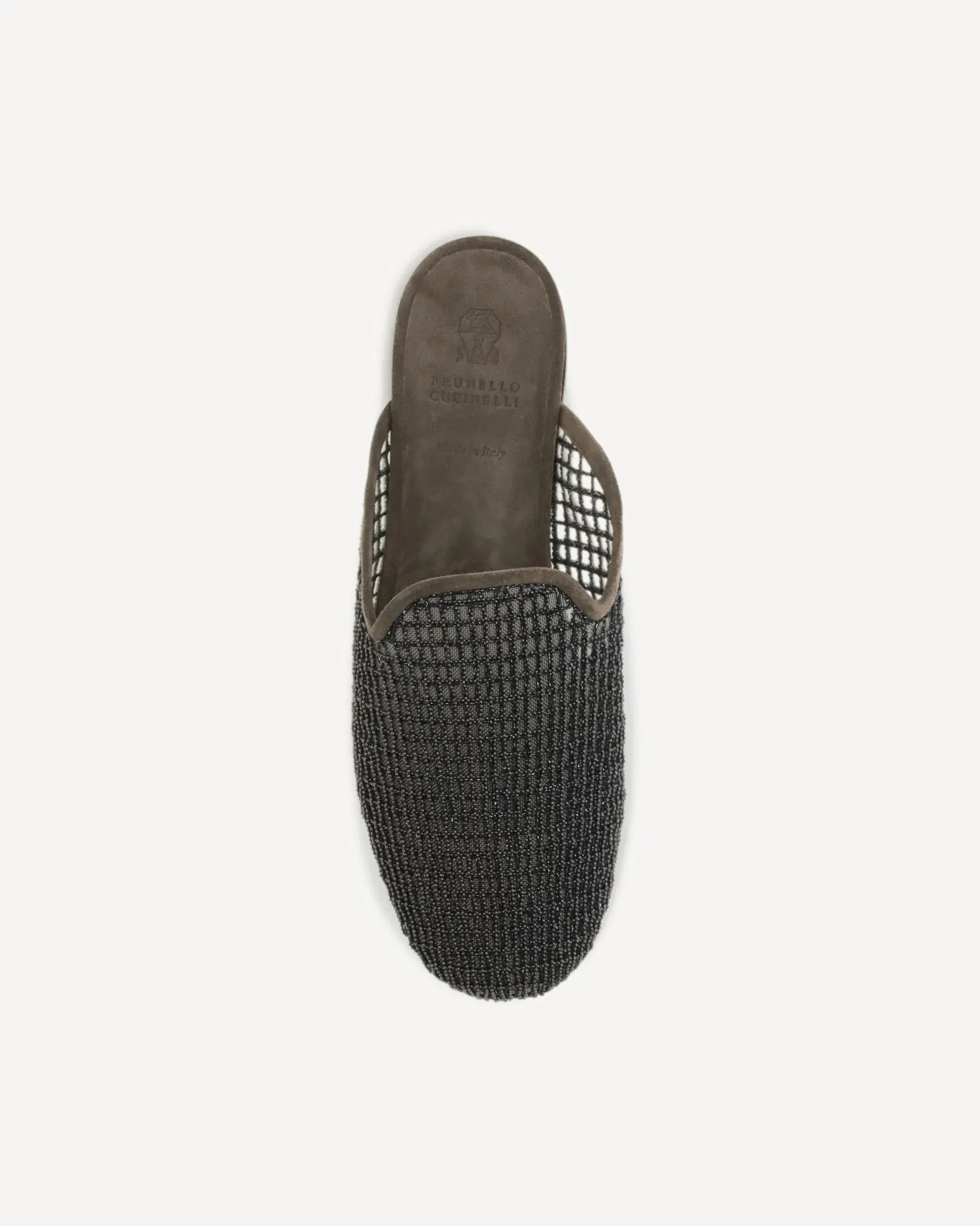 Brunello Cucinelli Leather-Trimmed Raffia Slippers