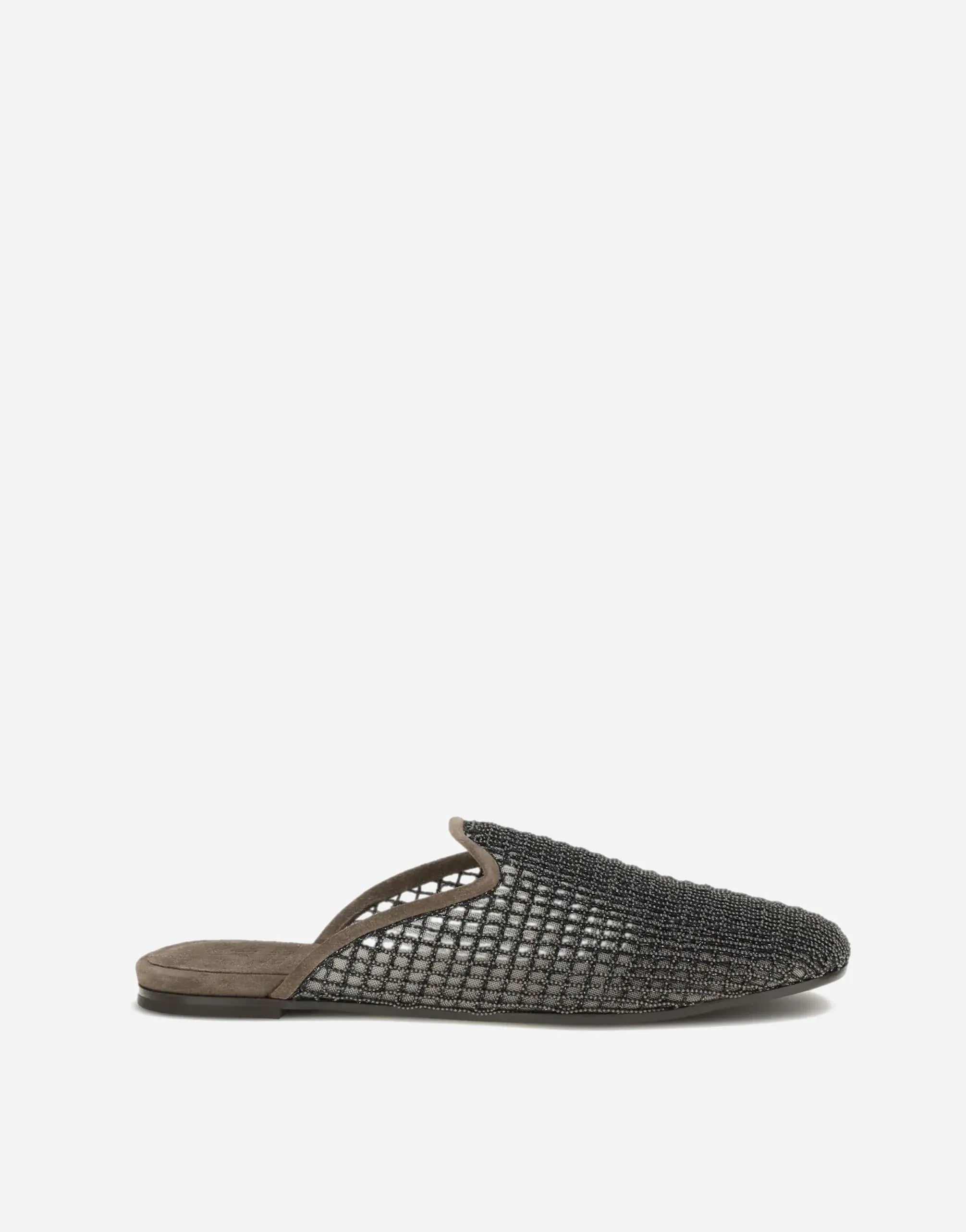 Brunello Cucinelli Leather-Trimmed Raffia Slippers