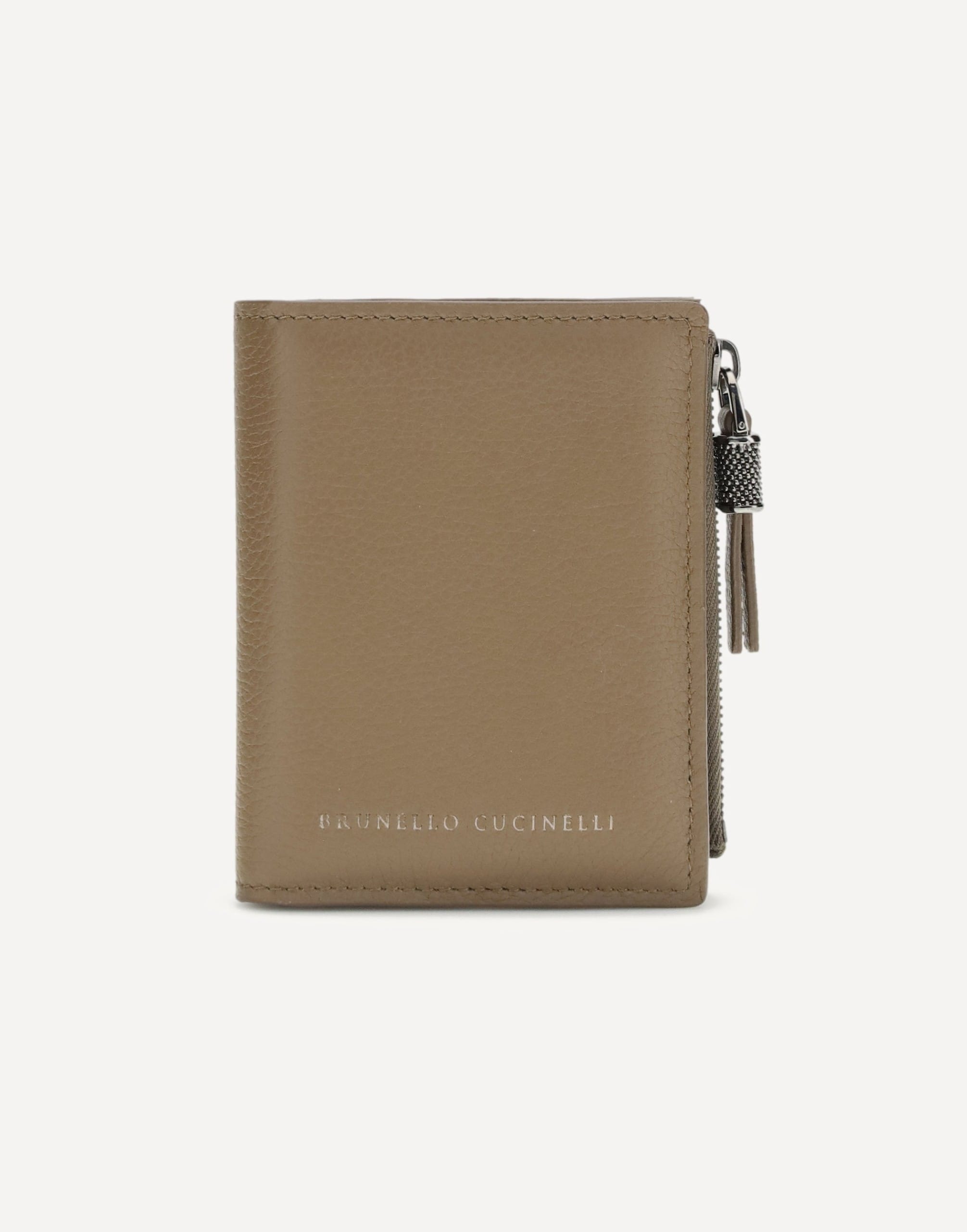 Brunello Cucinelli Leather Wallet With Grain And Zipper Pull