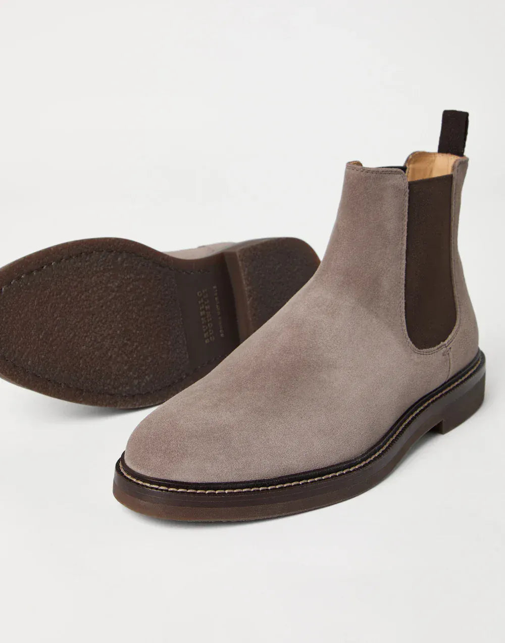 Brunello Cucinelli Light Brown Suede Chelsea Boots
